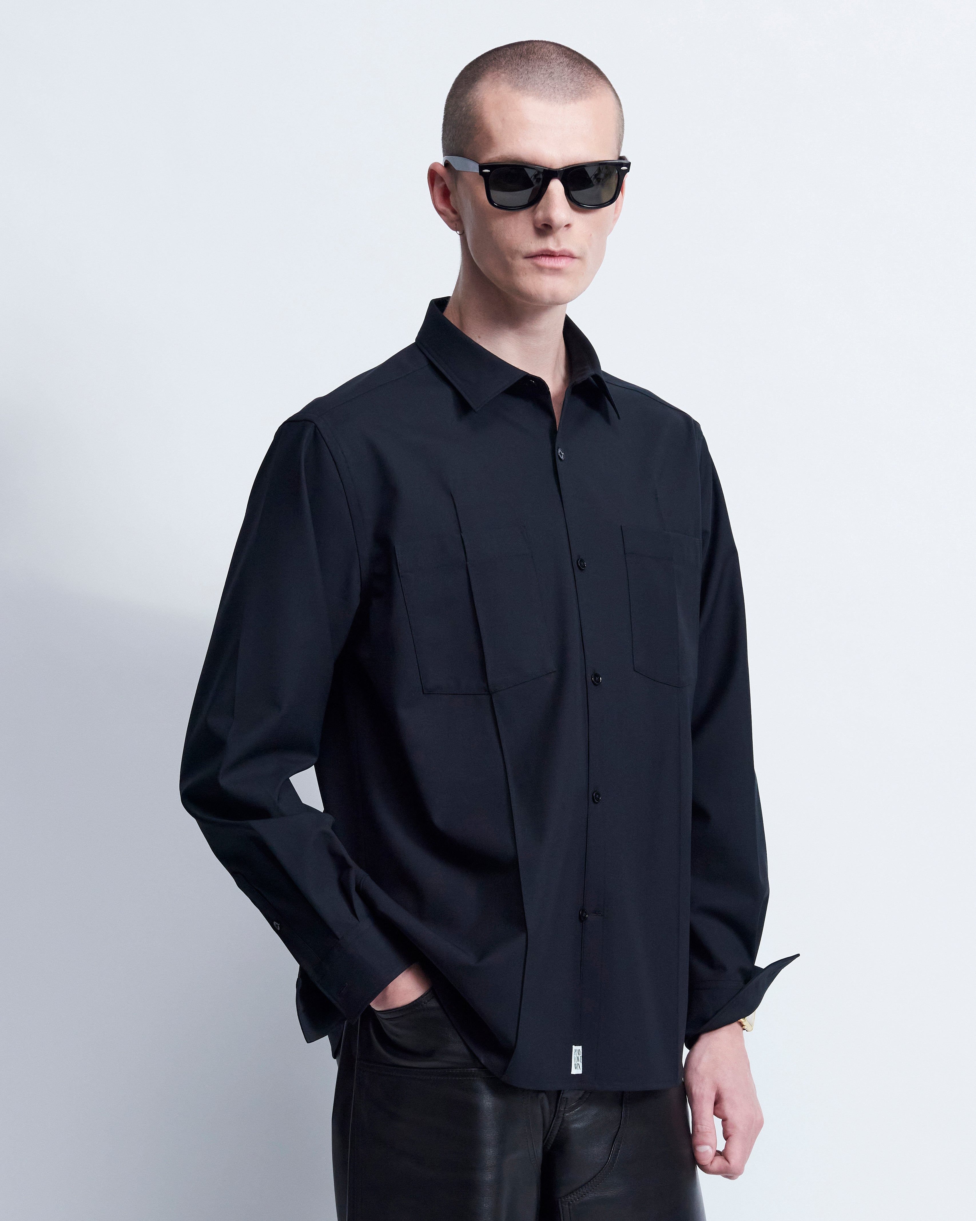 William - Wool Poplin in Black - view 3