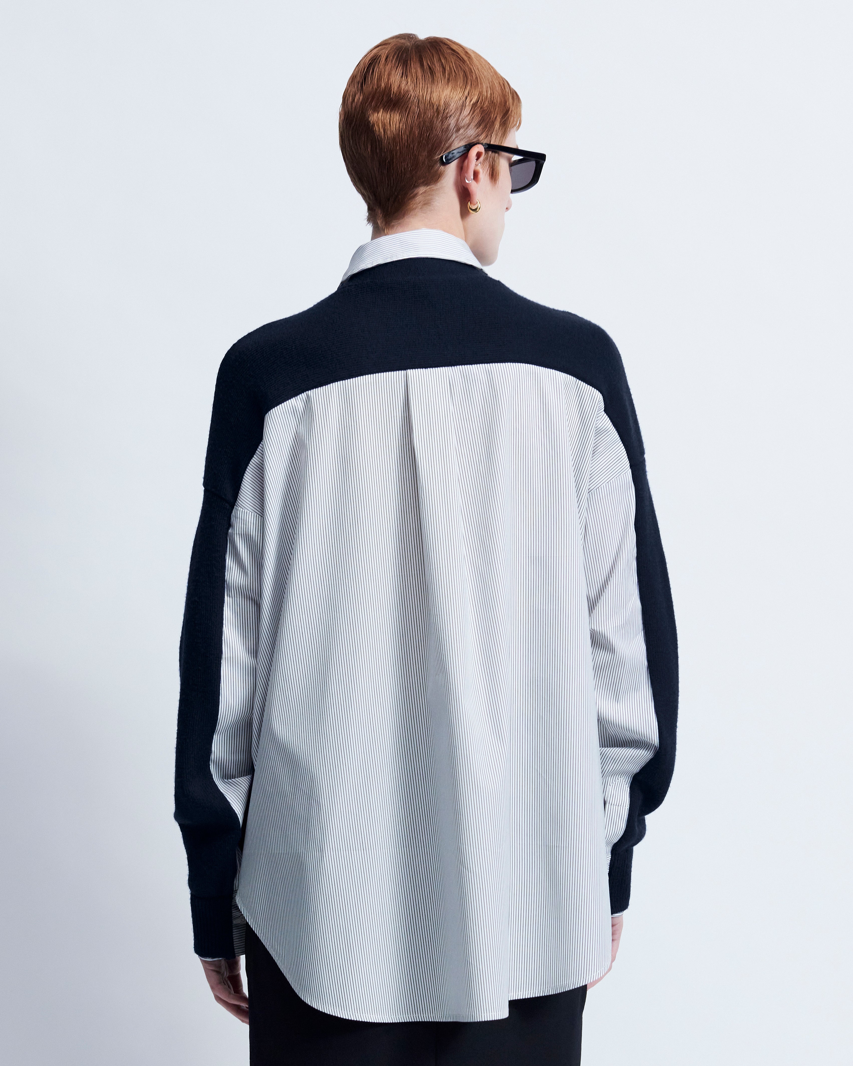 Eloise - Merino Wool in Navy / Ivory Stripe - view 4