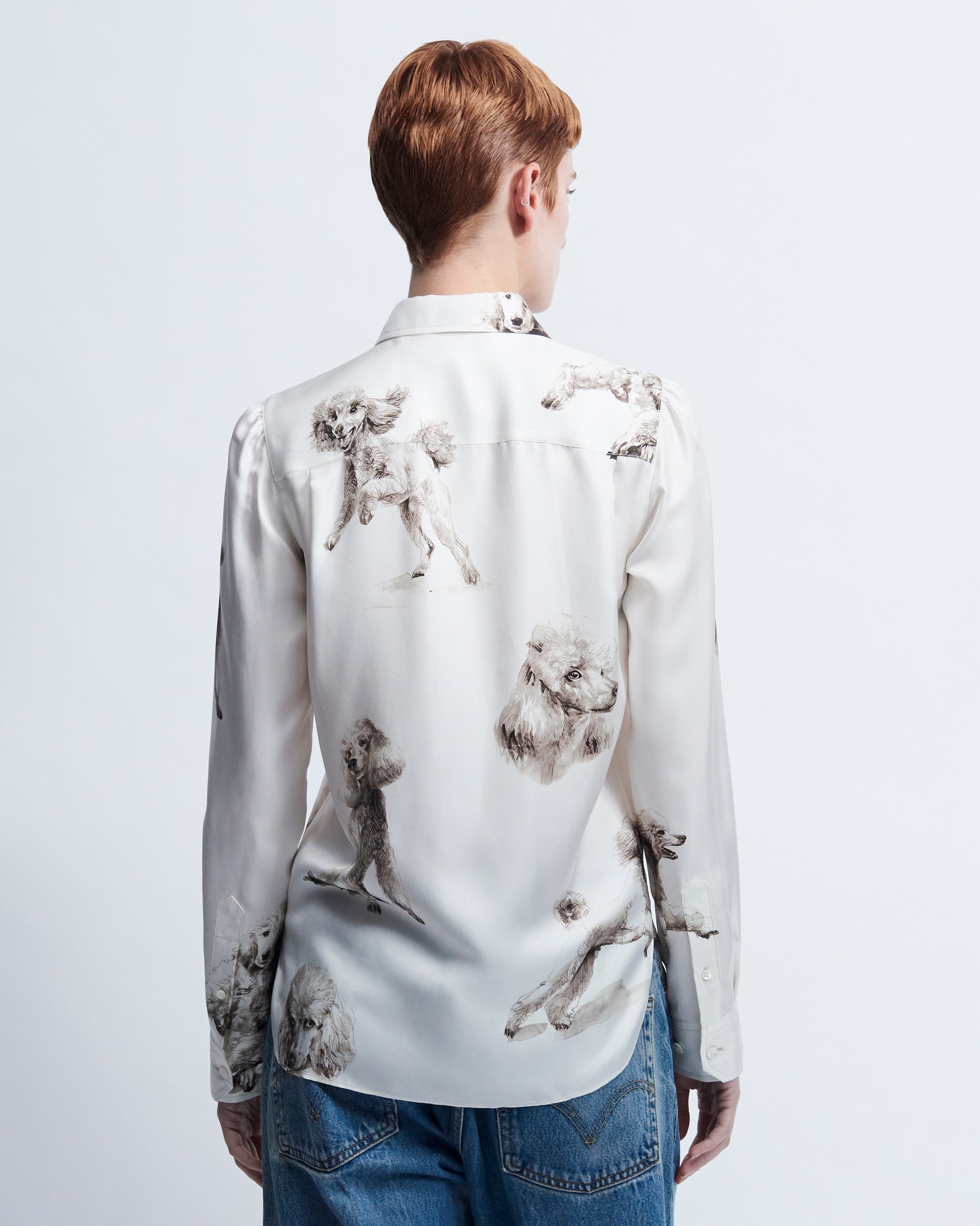 Laura - Printed Silk Twill in Vanilla / Poodle - view 4