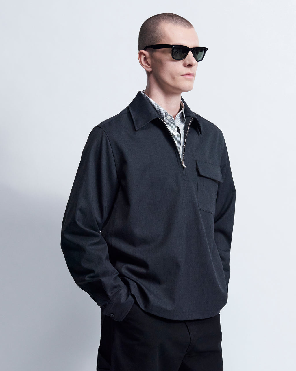 Roman - Wool Gabardine in Charcoal Grey - view 4