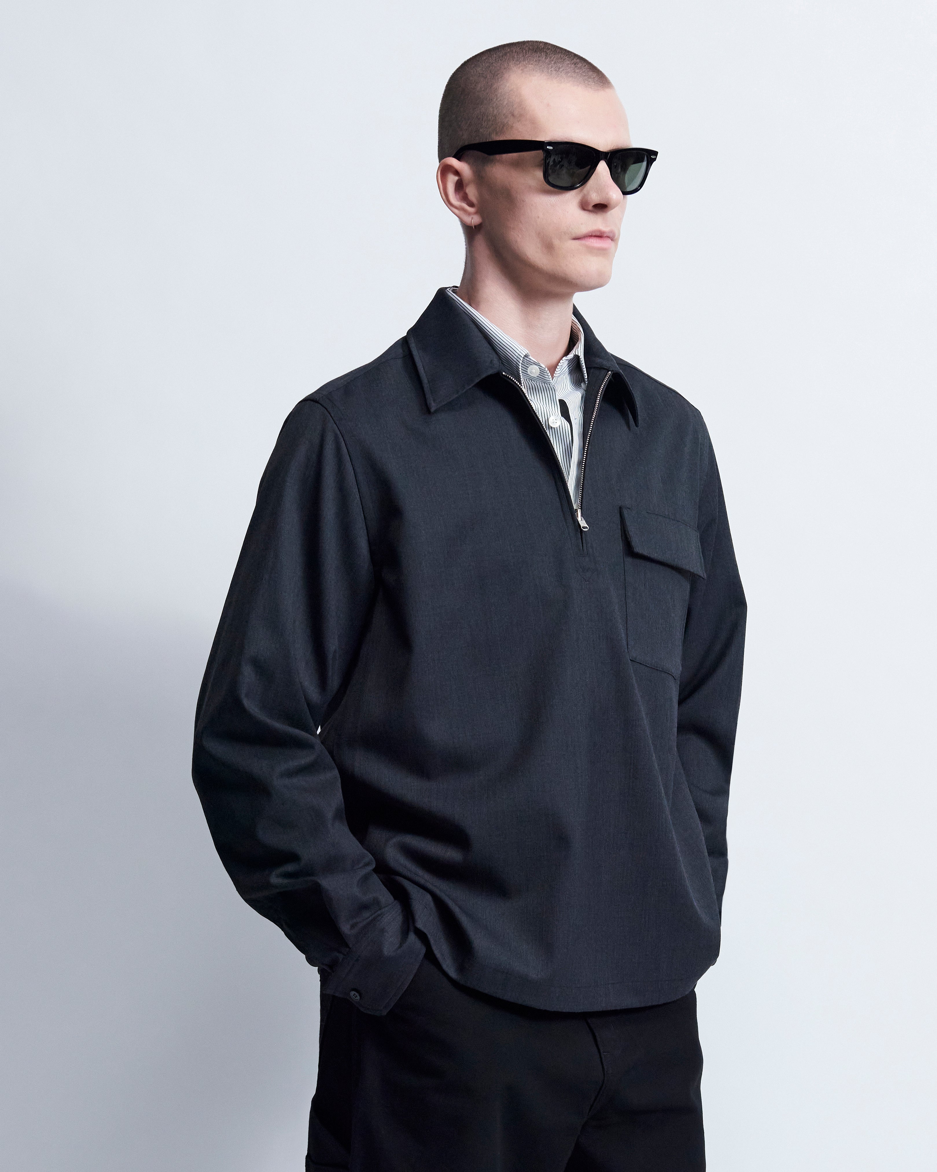 Roman - Wool Gabardine in Charcoal Grey - view 4