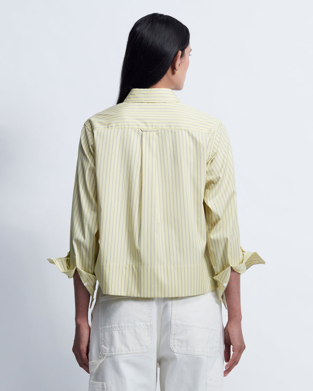 Sophie - Striped Cotton Poplin in Yellow Stripe - view 4