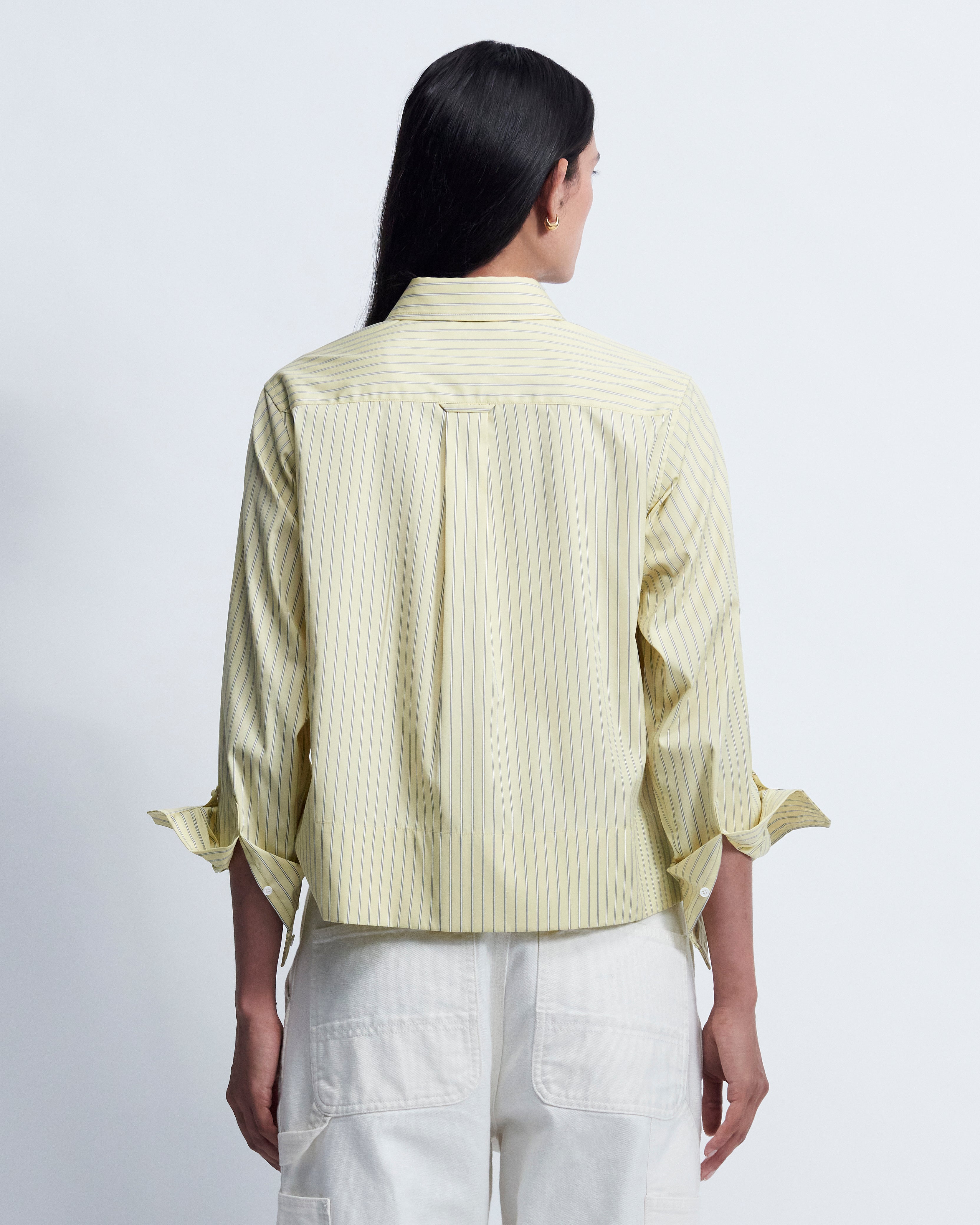 Sophie - Striped Cotton Poplin in Yellow Stripe - view 4