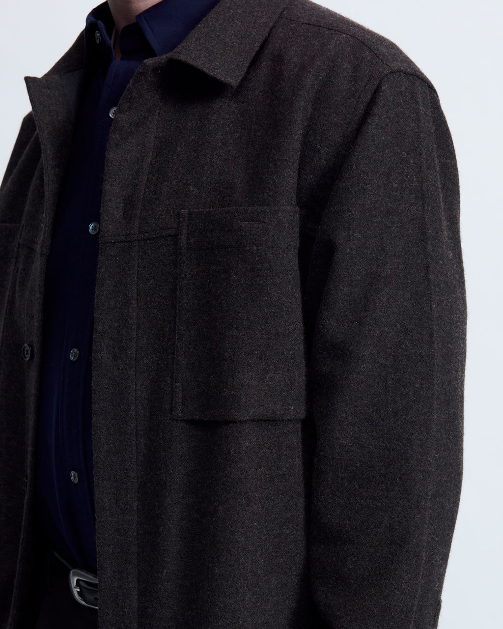 Victor - Brushed Wool Flannel in Hickory Brown - view 4