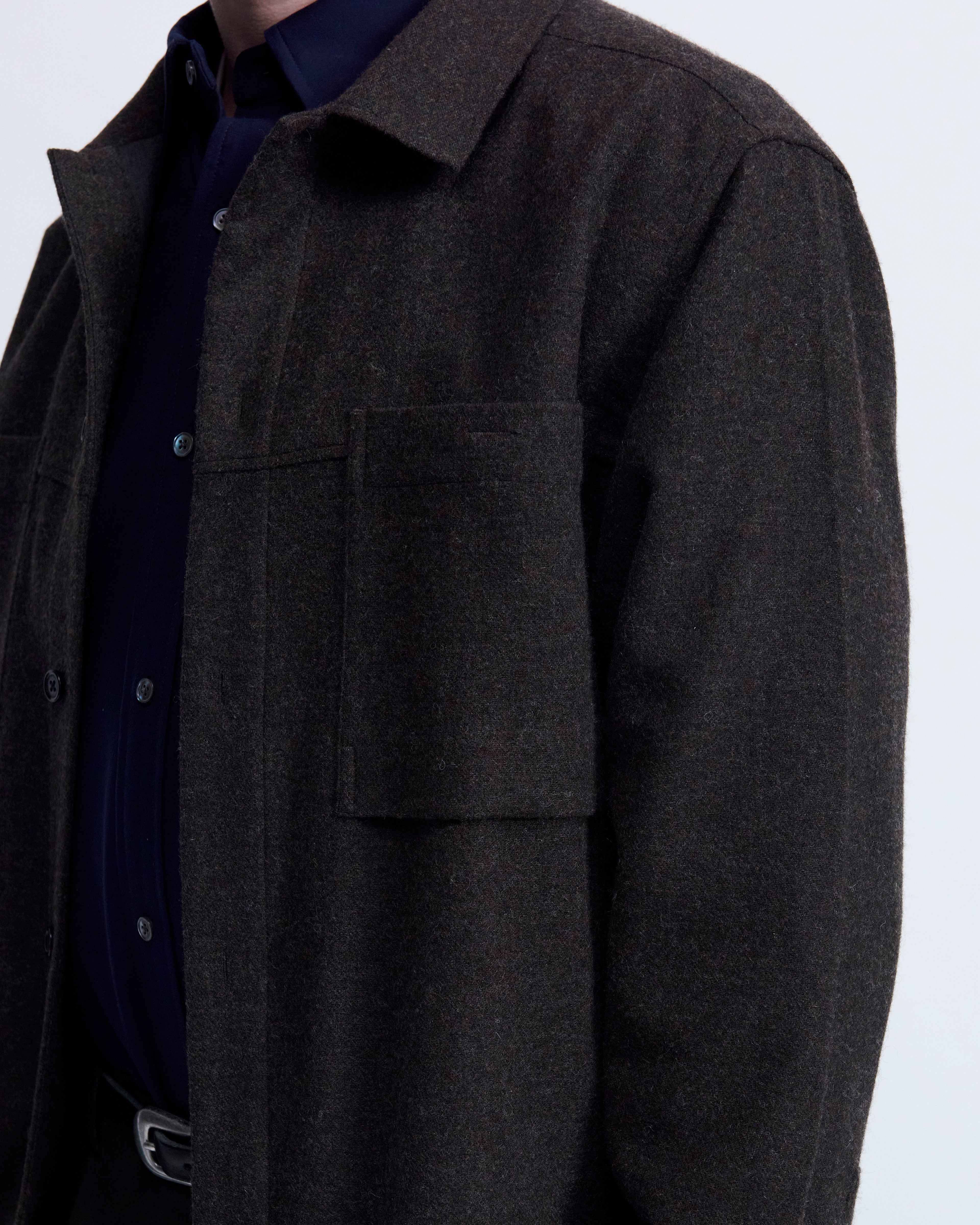 Victor - Brushed Wool Flannel in Hickory Brown - view 4