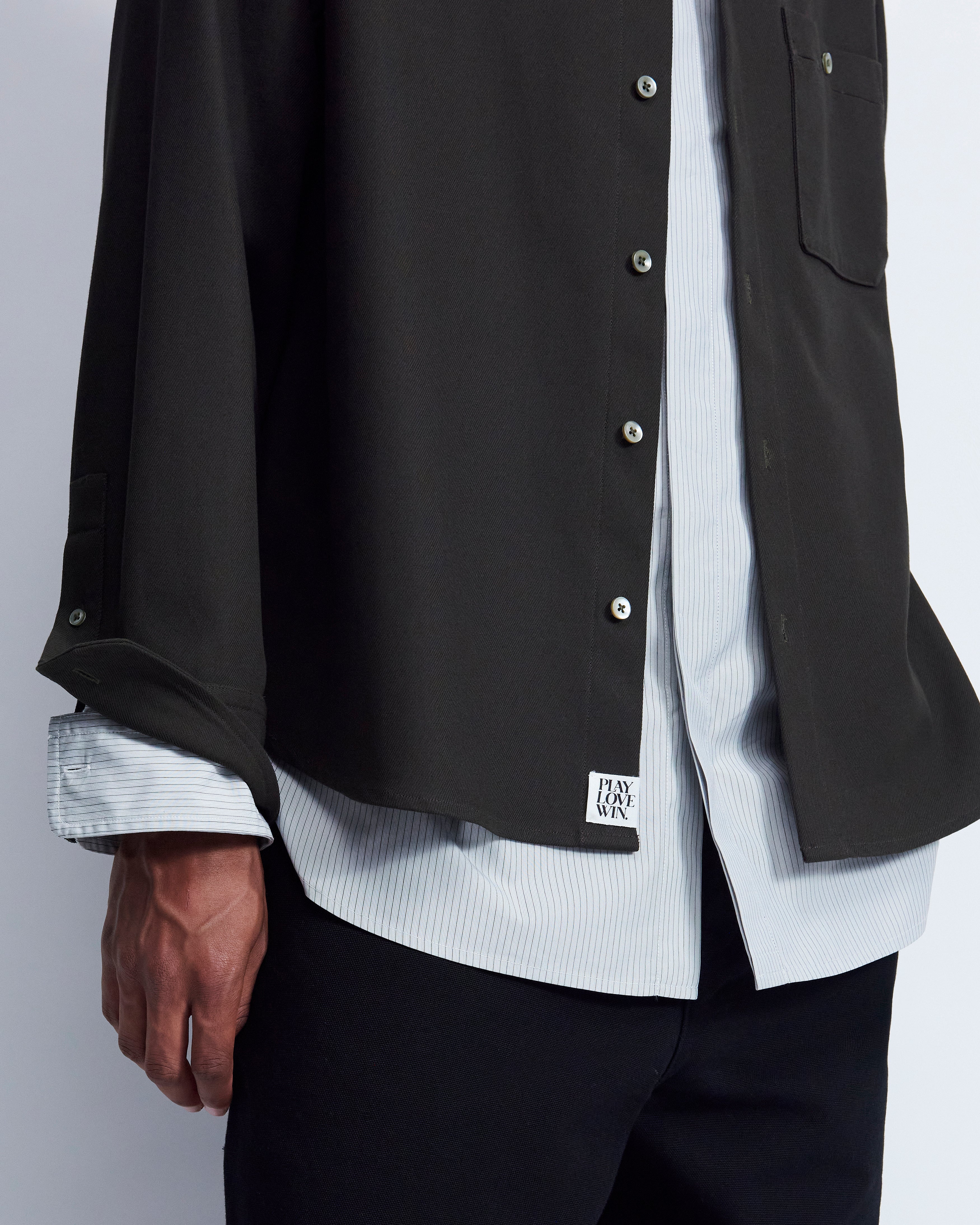 Ian - Cotton Serge Twill in Brown/Grey Stripe - view 5