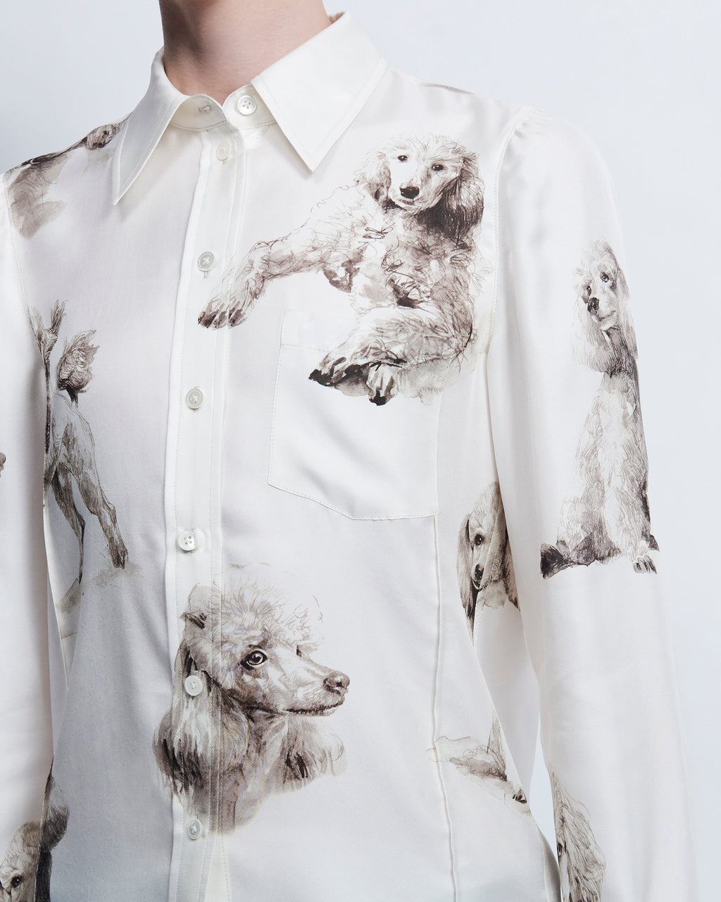 Laura - Printed Silk Twill in Vanilla / Poodle - view 5