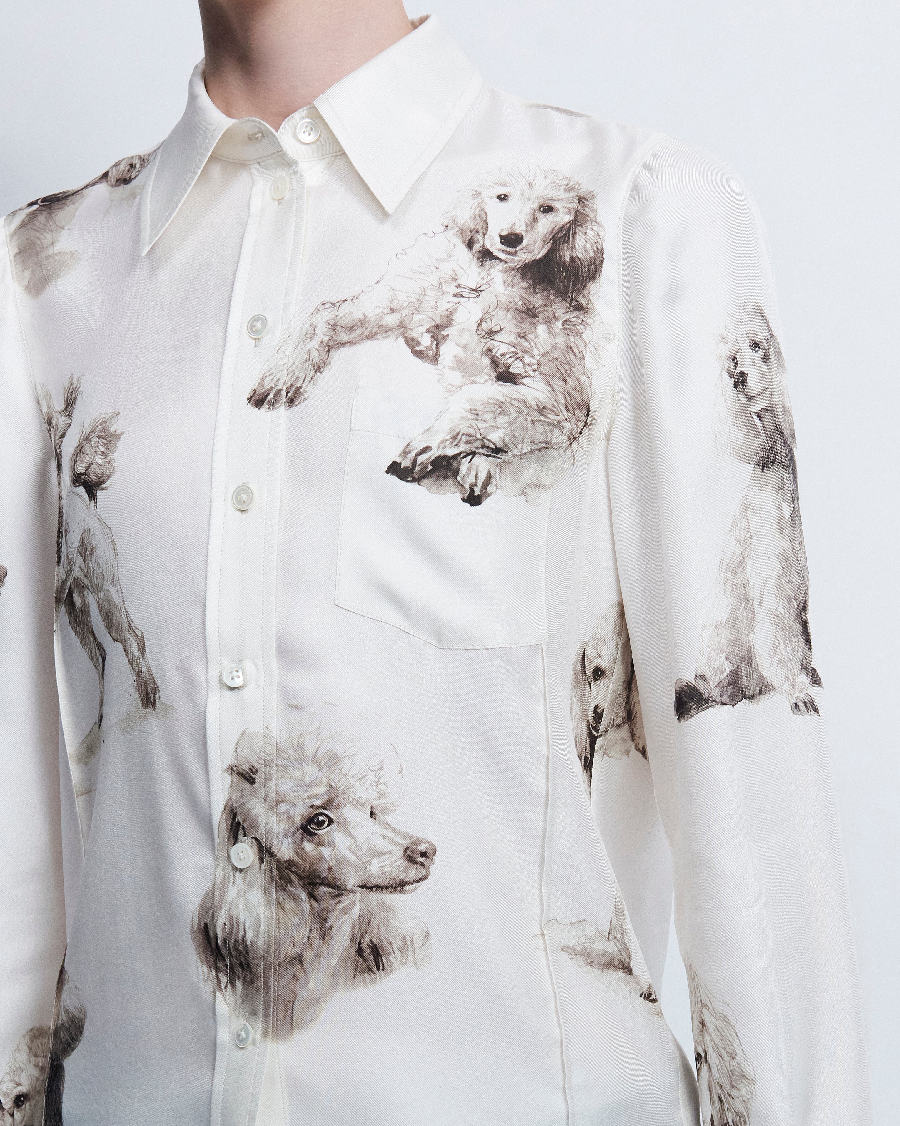 Laura - Printed Silk Twill in Vanilla / Poodle - view 5