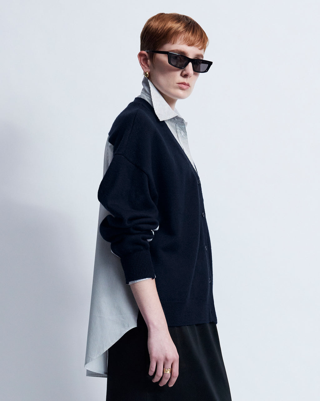 Eloise - Merino Wool in Navy / Ivory Stripe - view 6