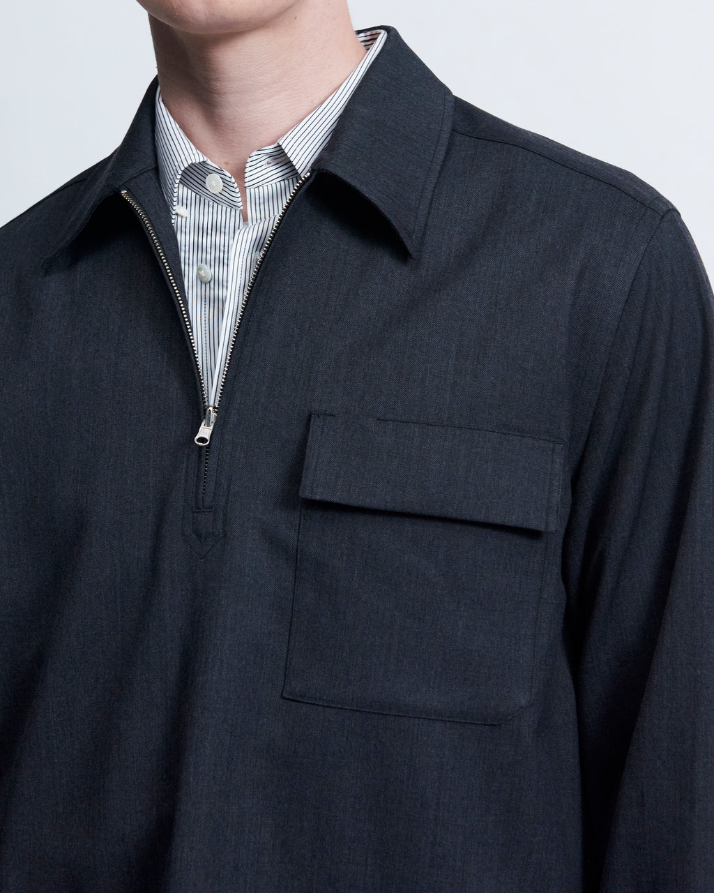 Roman - Wool Gabardine in Charcoal Grey - view 6