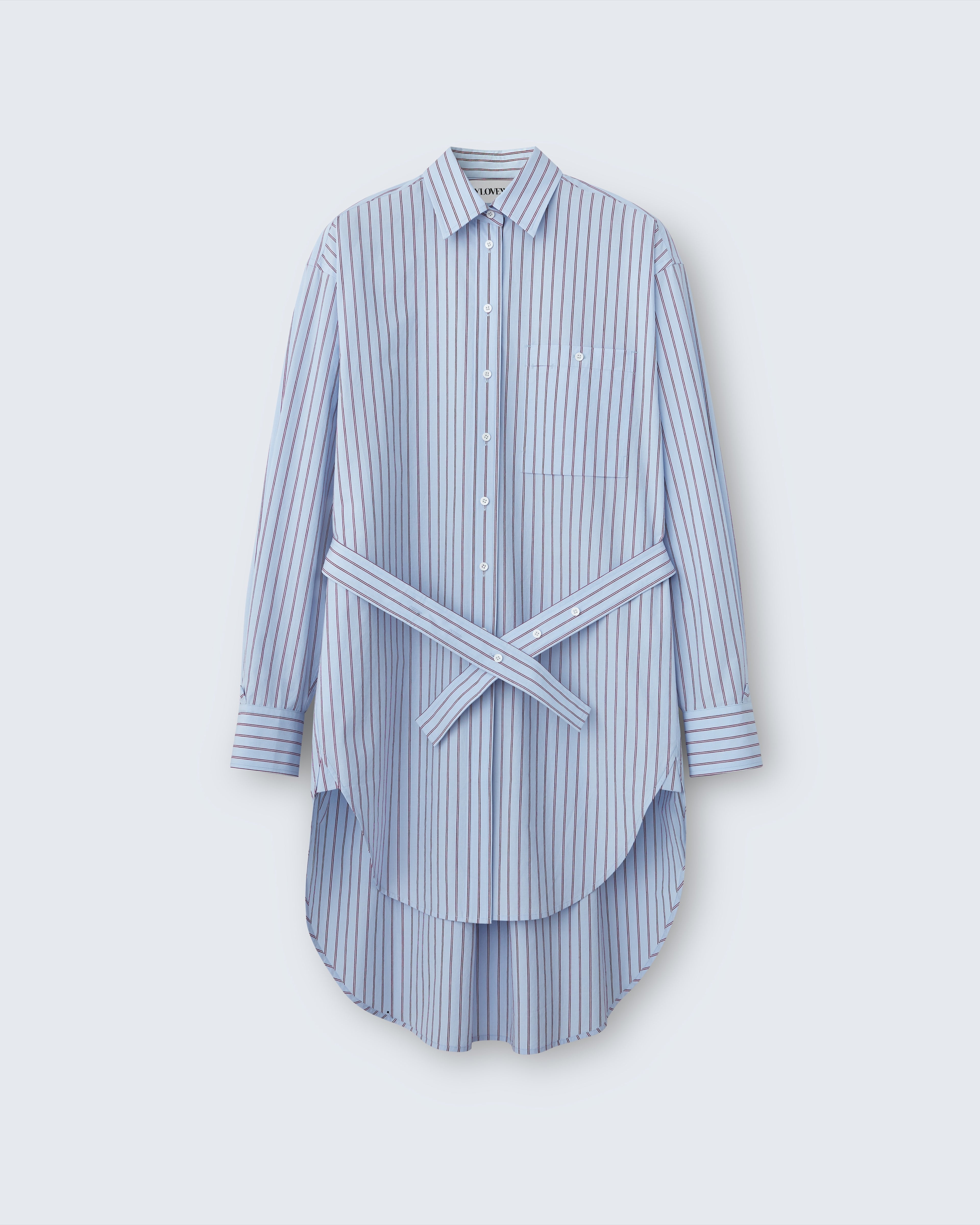 Alex - Cotton Broadcloth in Light Blue Stripe - flat shot