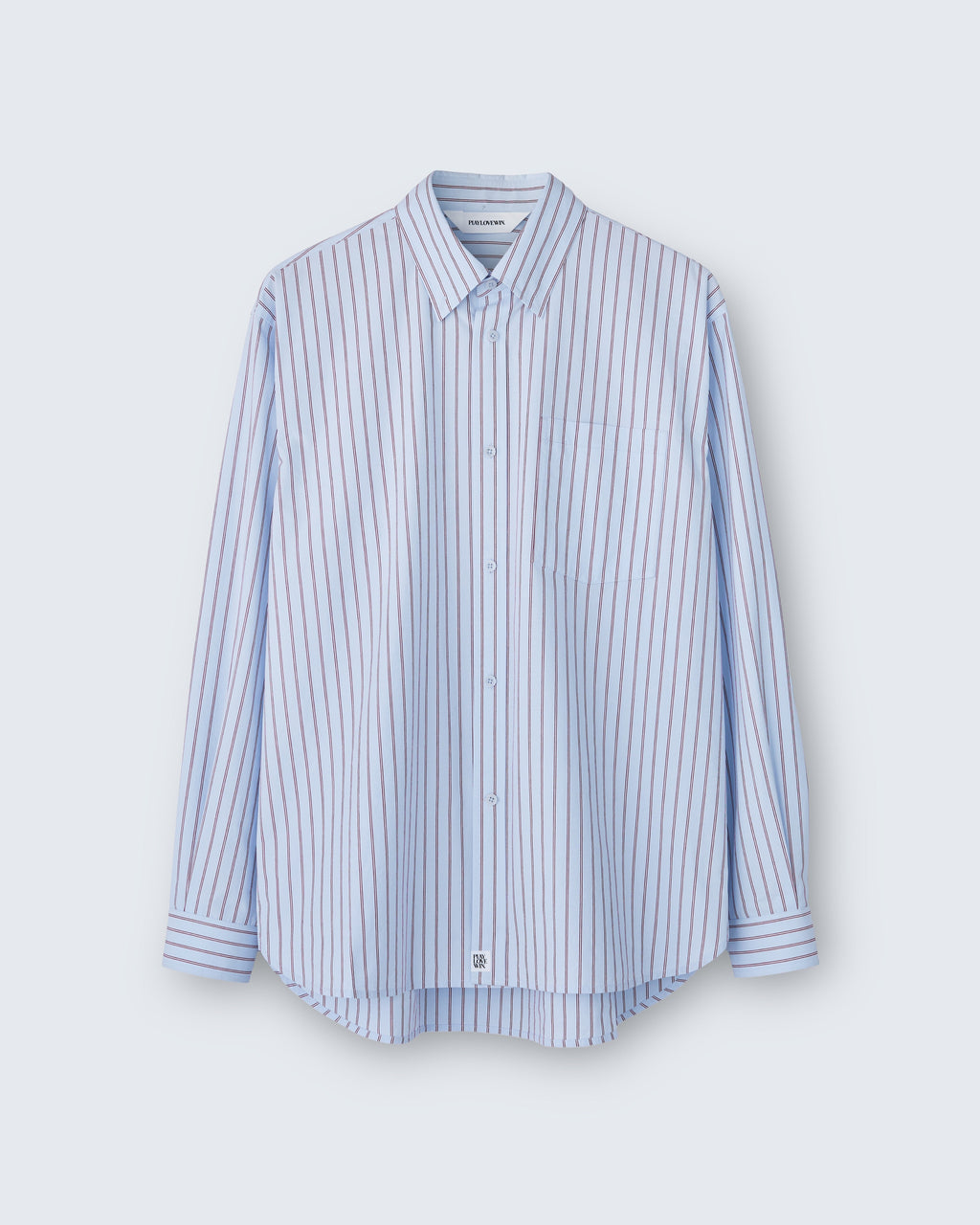 Billie - Cotton Broadcloth in Light Blue Stripe - flat shot