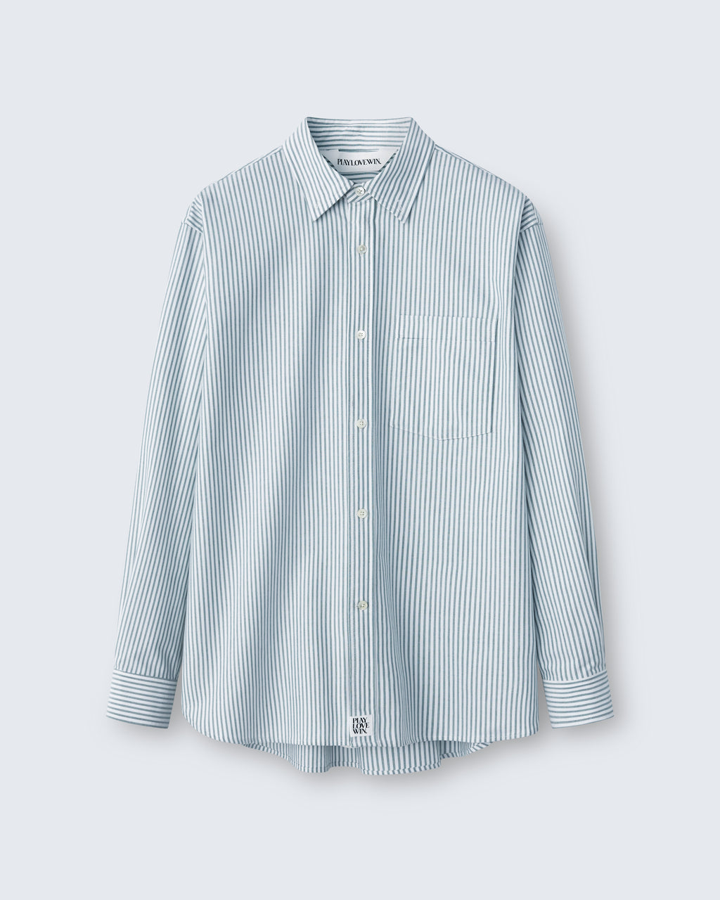 Billie - High Twist Oxford in Green Stripe - flat shot