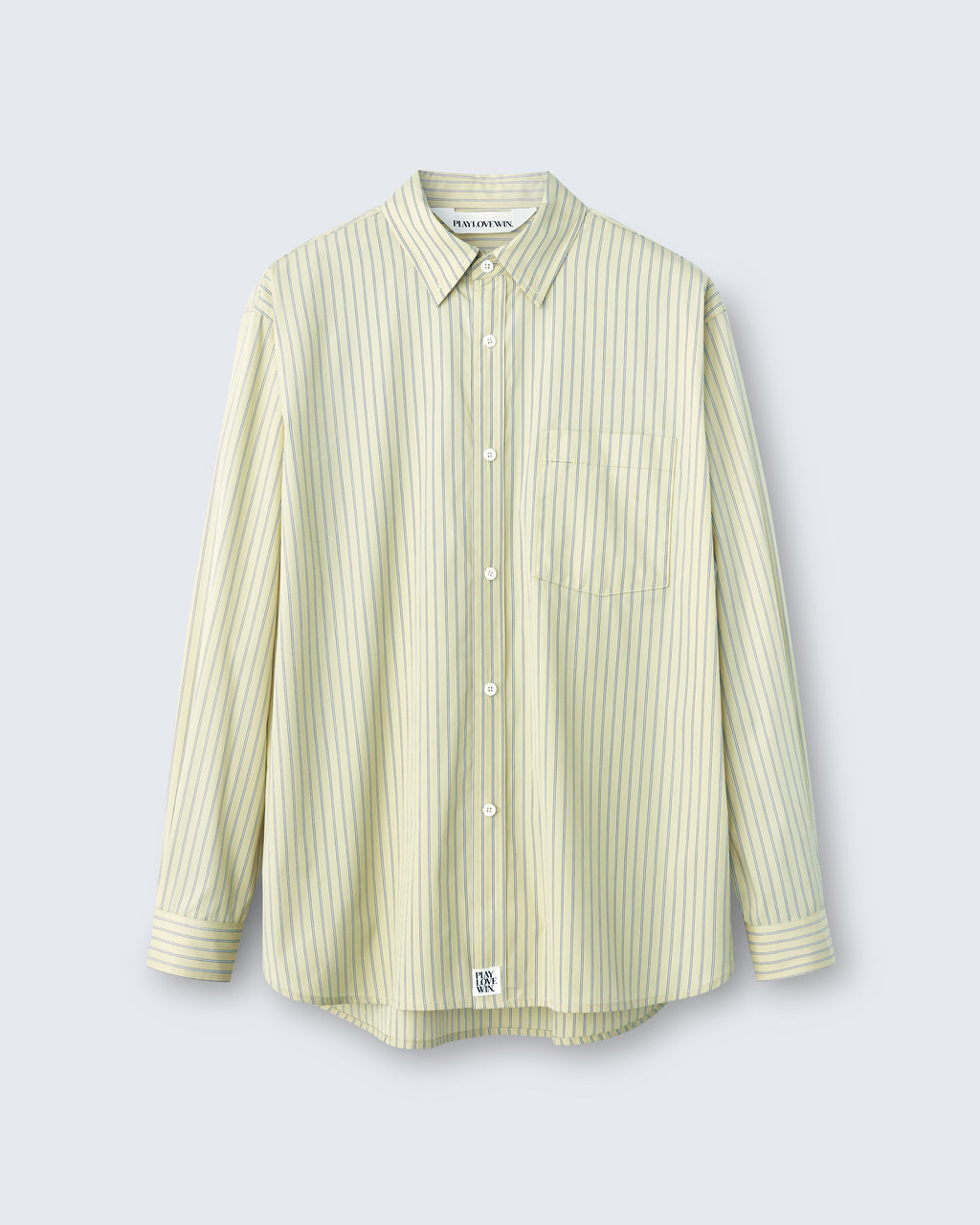 Billie - Striped Cotton Poplin in Yellow Stripe - flat shot