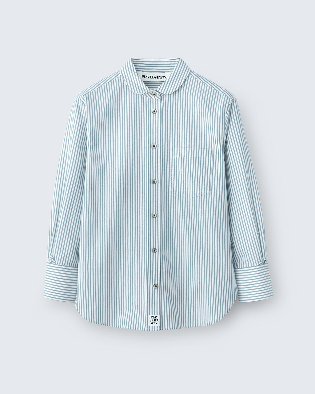 Binx - High Twist Oxford in Green Stripe - flat shot