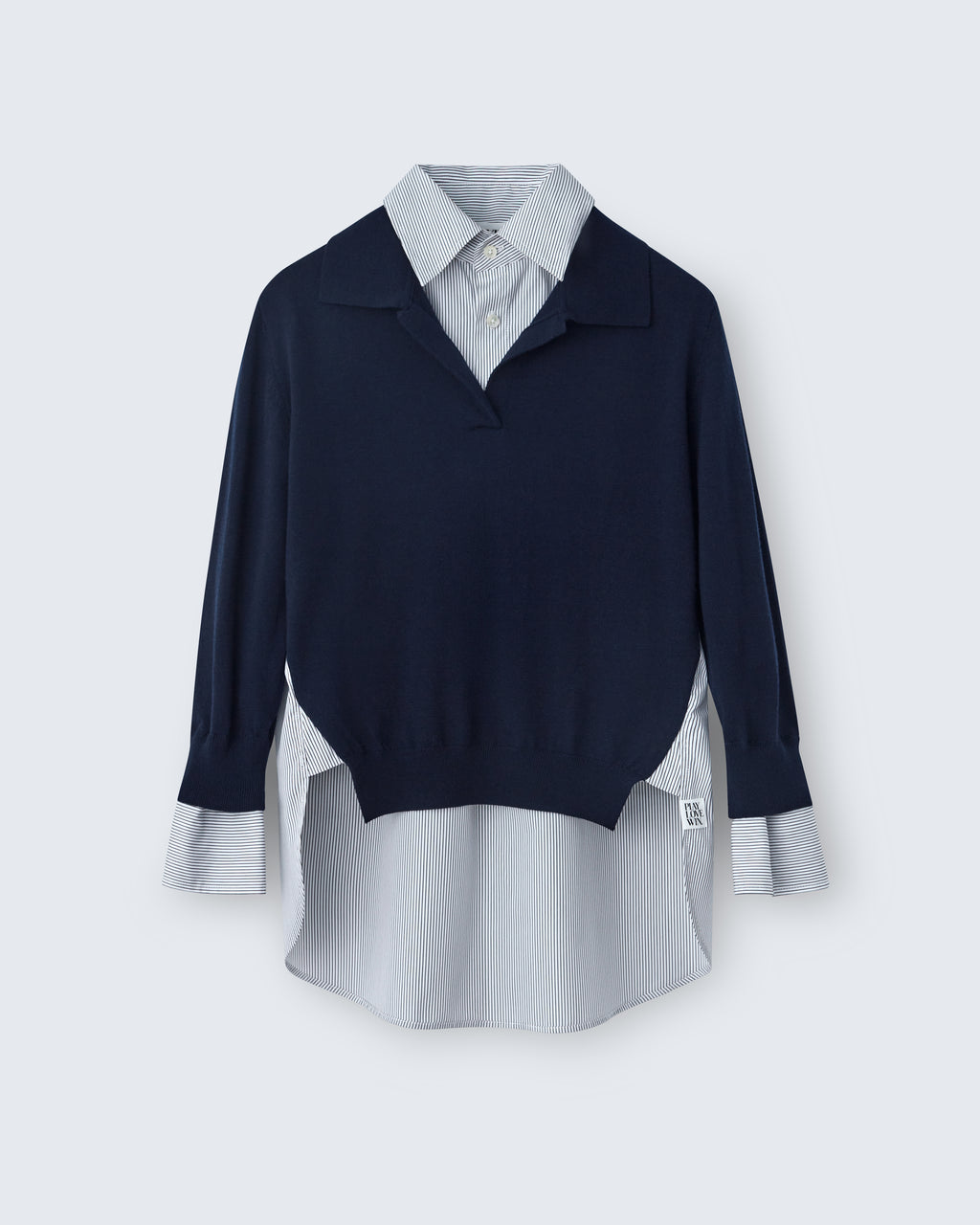 Deanna - Merino Wool in Navy / Ivory Stripe - flat shot