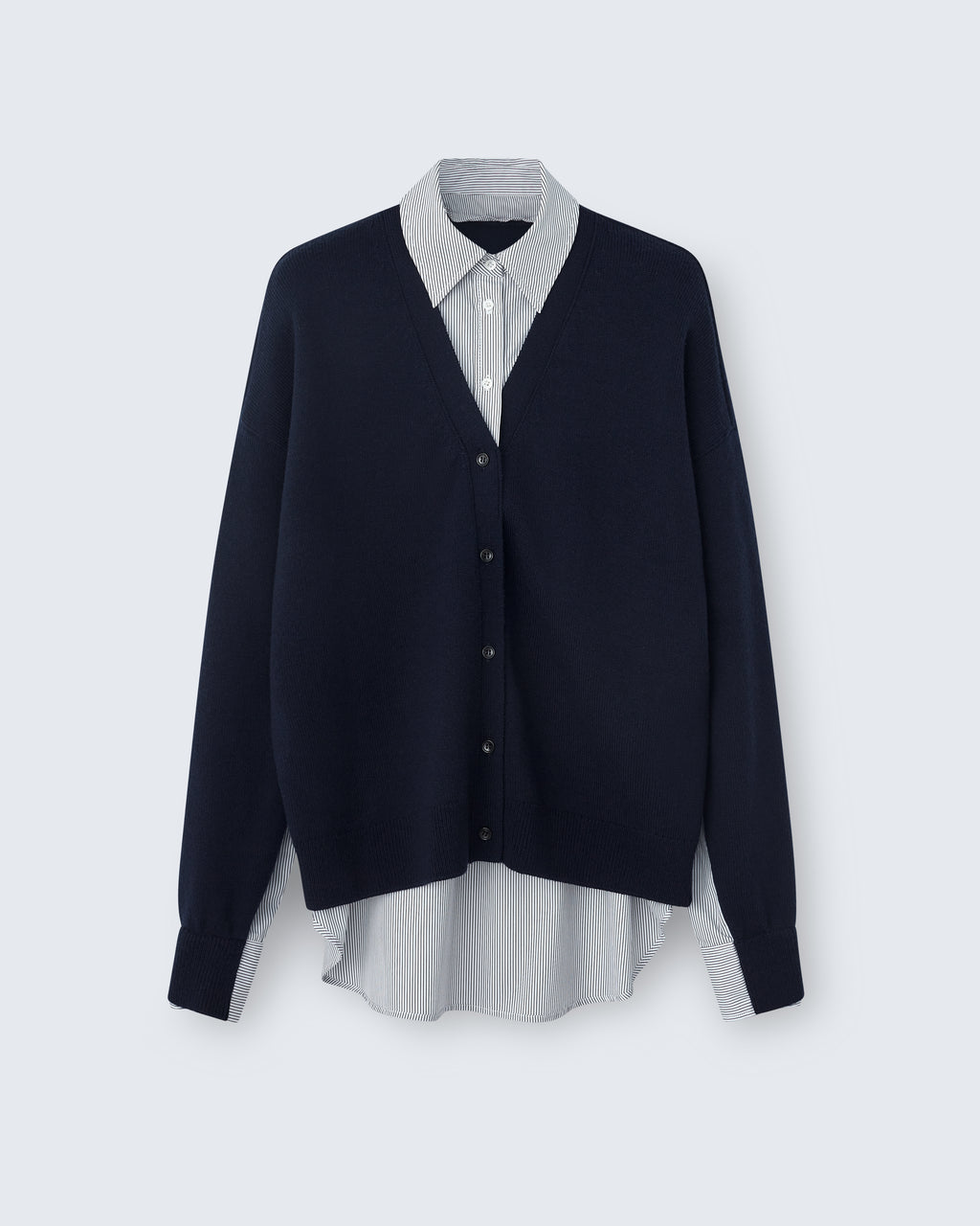 Eloise - Merino Wool in Navy / Ivory Stripe - flat shot