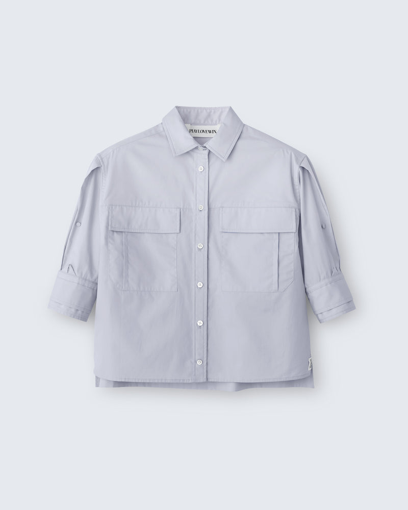 Fanny - Cotton Poplin in Medium Grey - flat shot