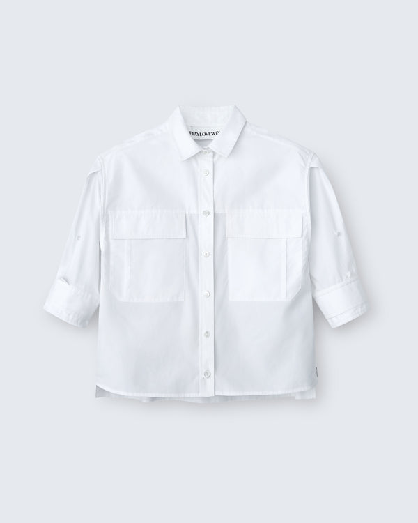 Fanny - Cotton Poplin in Optic White - flat shot