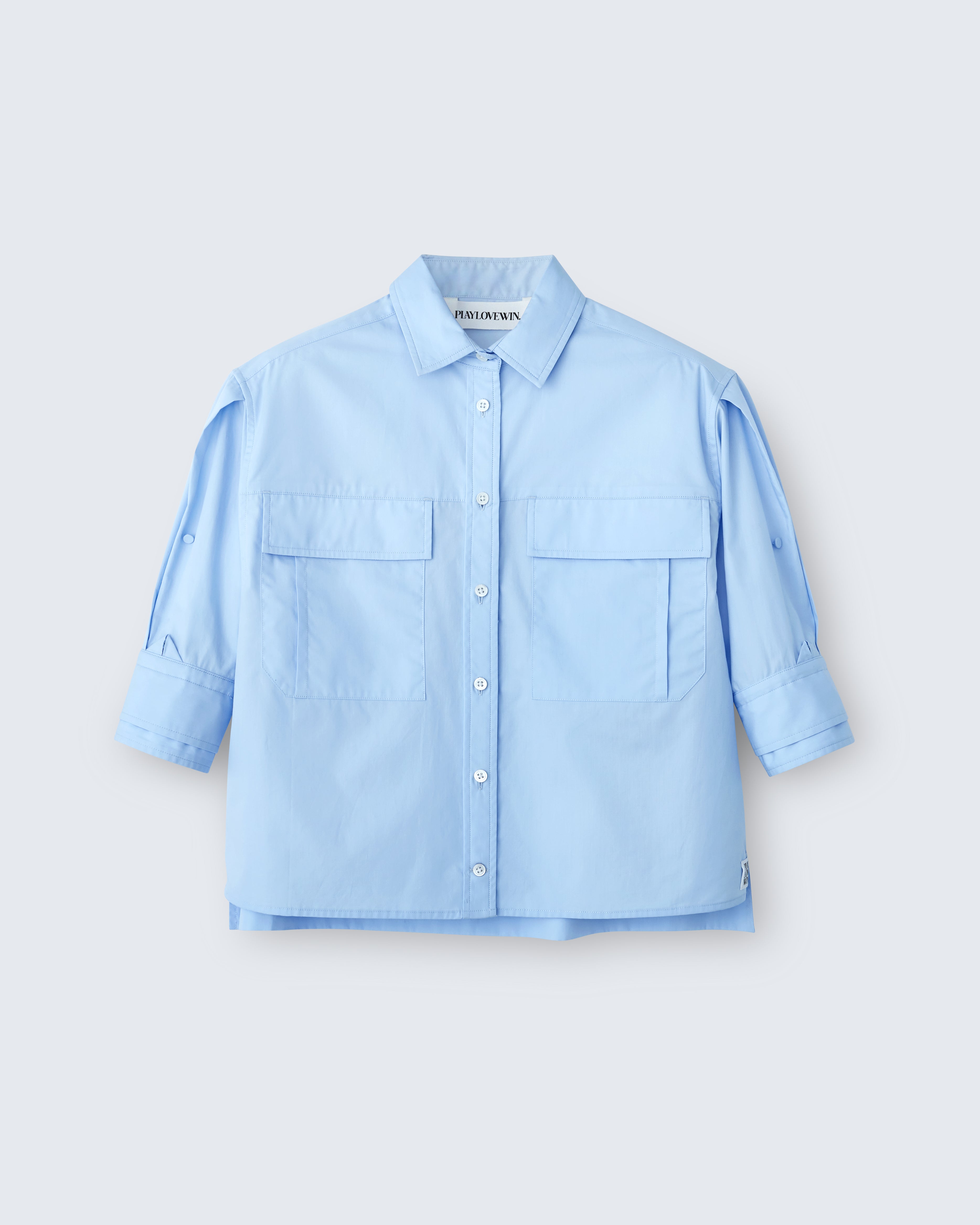 Fanny - Cotton Poplin in Sky Blue - flat shot