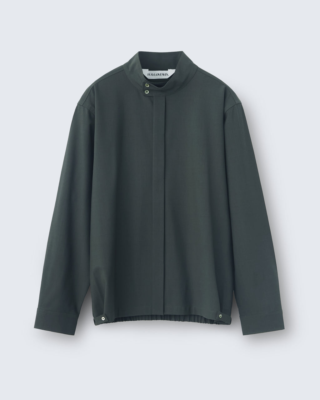 Harrington - Wool Poplin in Forest Green - flat shot