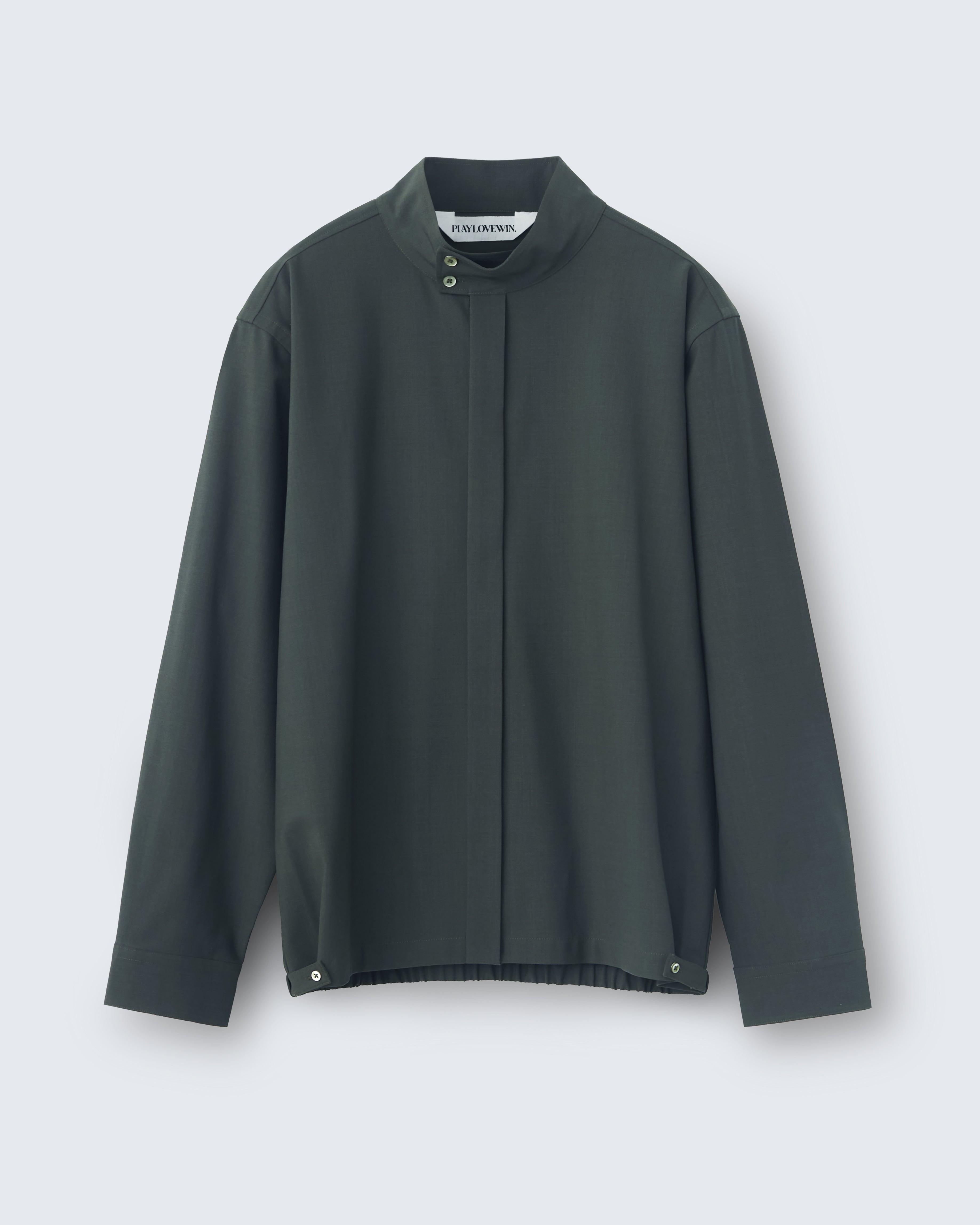 Harrington - Wool Poplin in Forest Green - flat shot