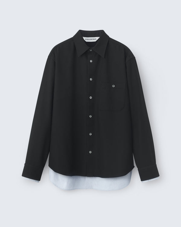 Ian - Cotton Serge Twill in Brown/Grey Stripe - flat shot
