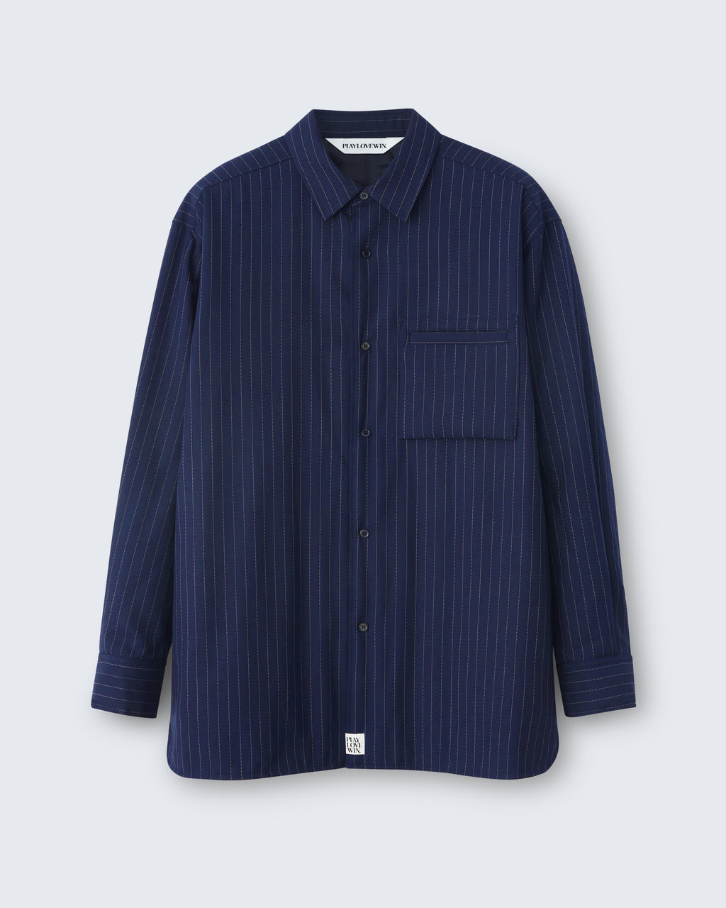 Johnson - Technical Wool Gabardine in Navy stripe - flat shot
