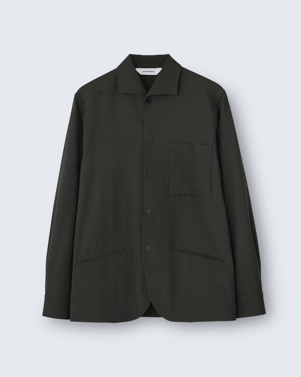 Julian - Wool Poplin in Forest Green - flat shot