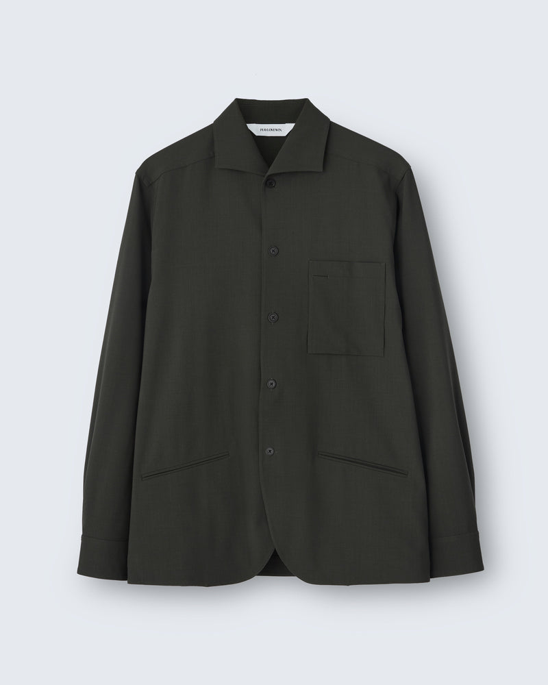 Julian - Wool Poplin in Forest Green - flat shot