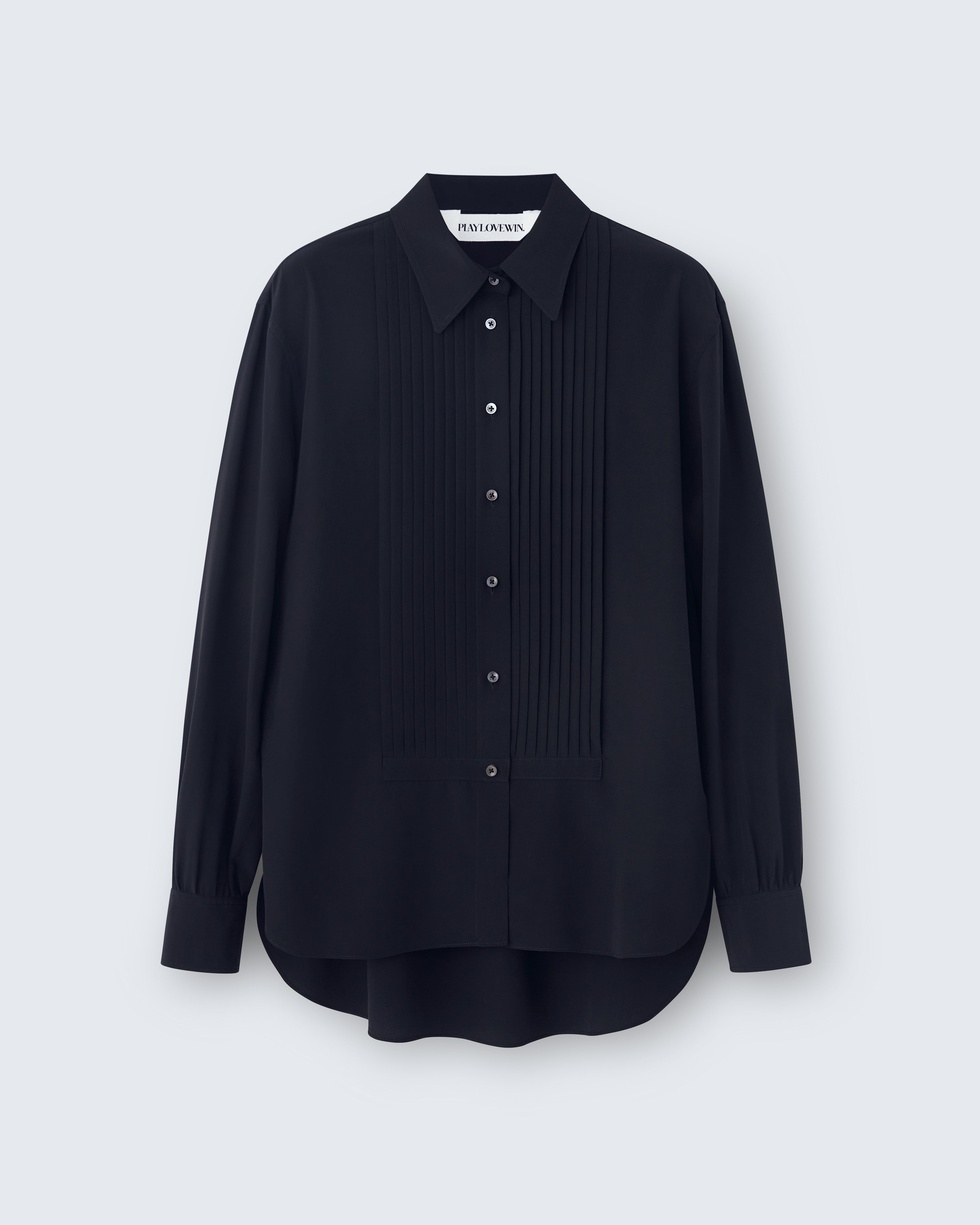 Justine - Silk Habotai in Black - flat shot