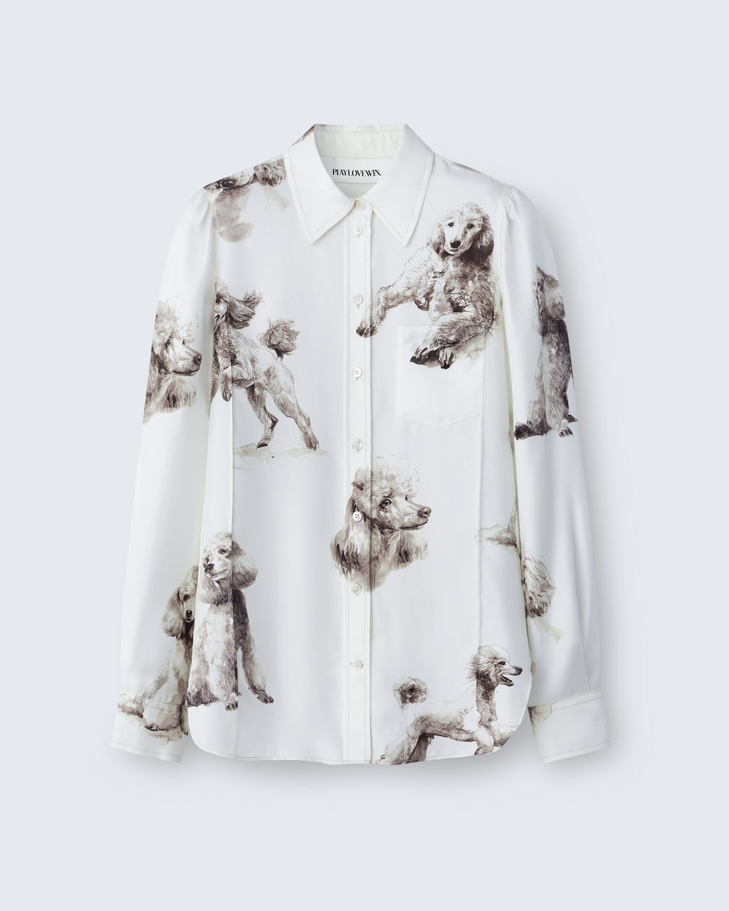 Laura - Printed Silk Twill in Vanilla / Poodle - flat shot