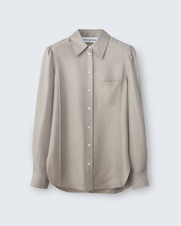 Laura - Silk Twill in Pewter Grey - flat shot