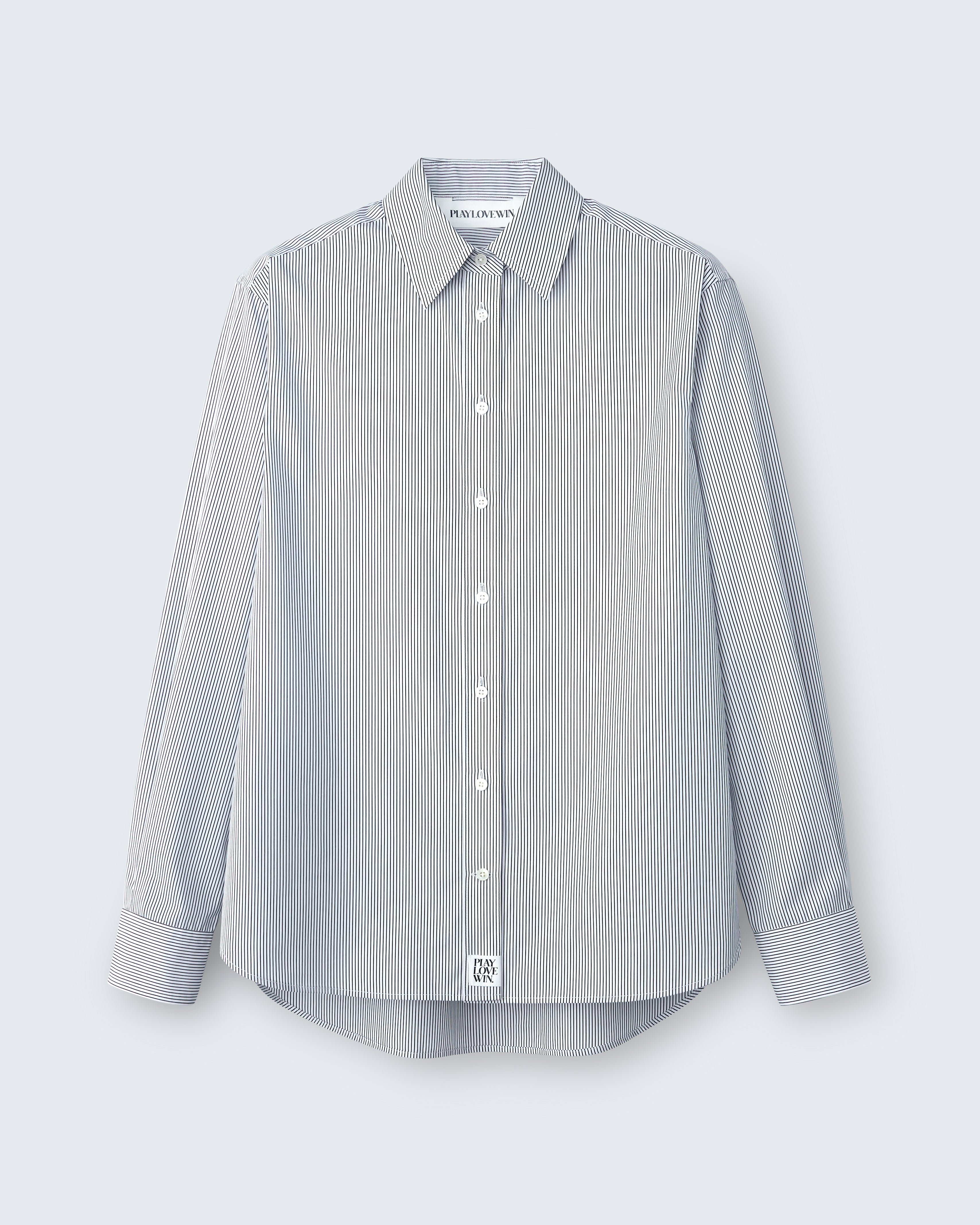 Lillian - Striped Cotton Poplin in Ivory Stripe - flat shot