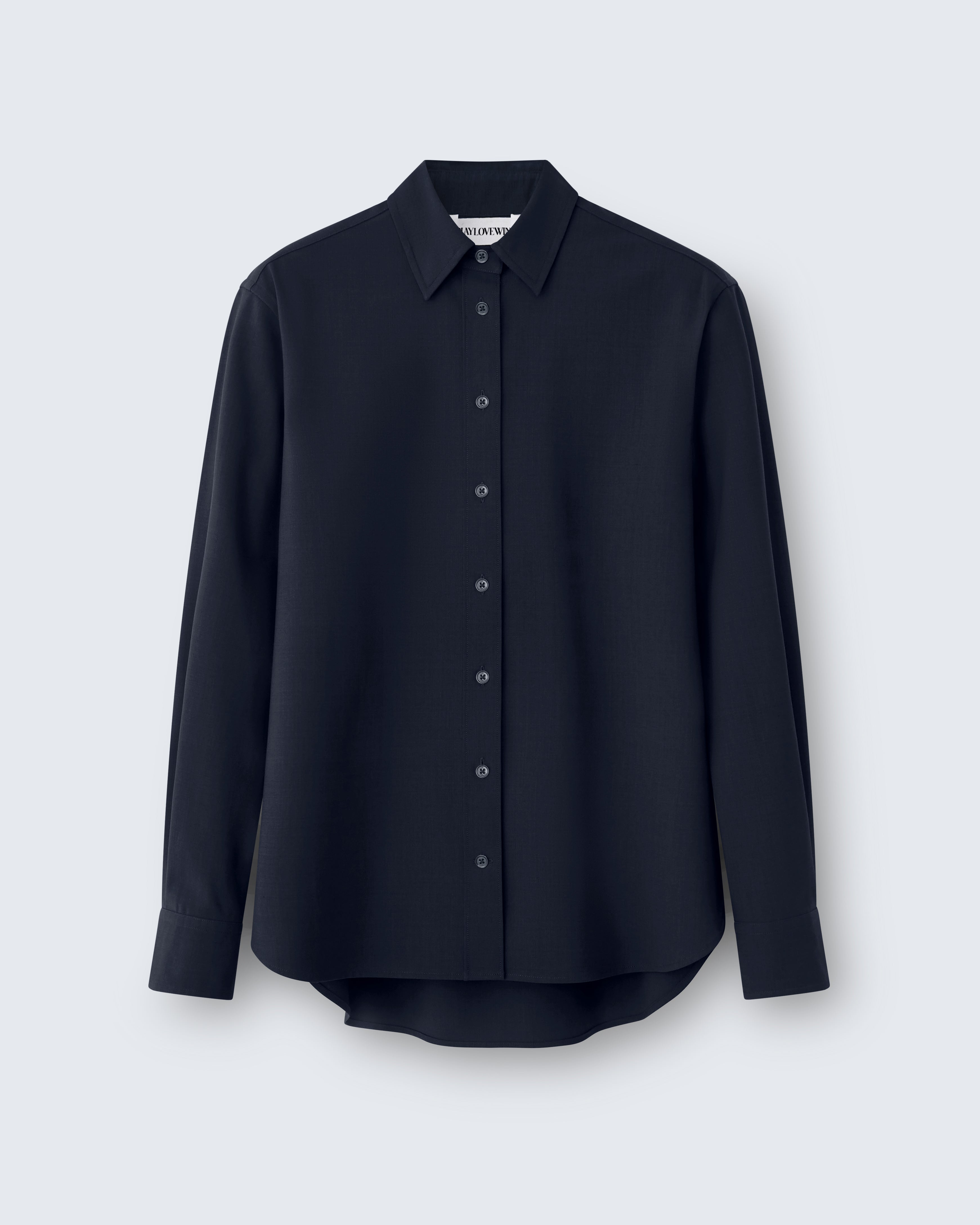 Lillian - Wool Poplin in Black - flat shot
