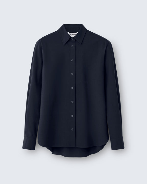 Lillian - Wool Poplin in Black - flat shot