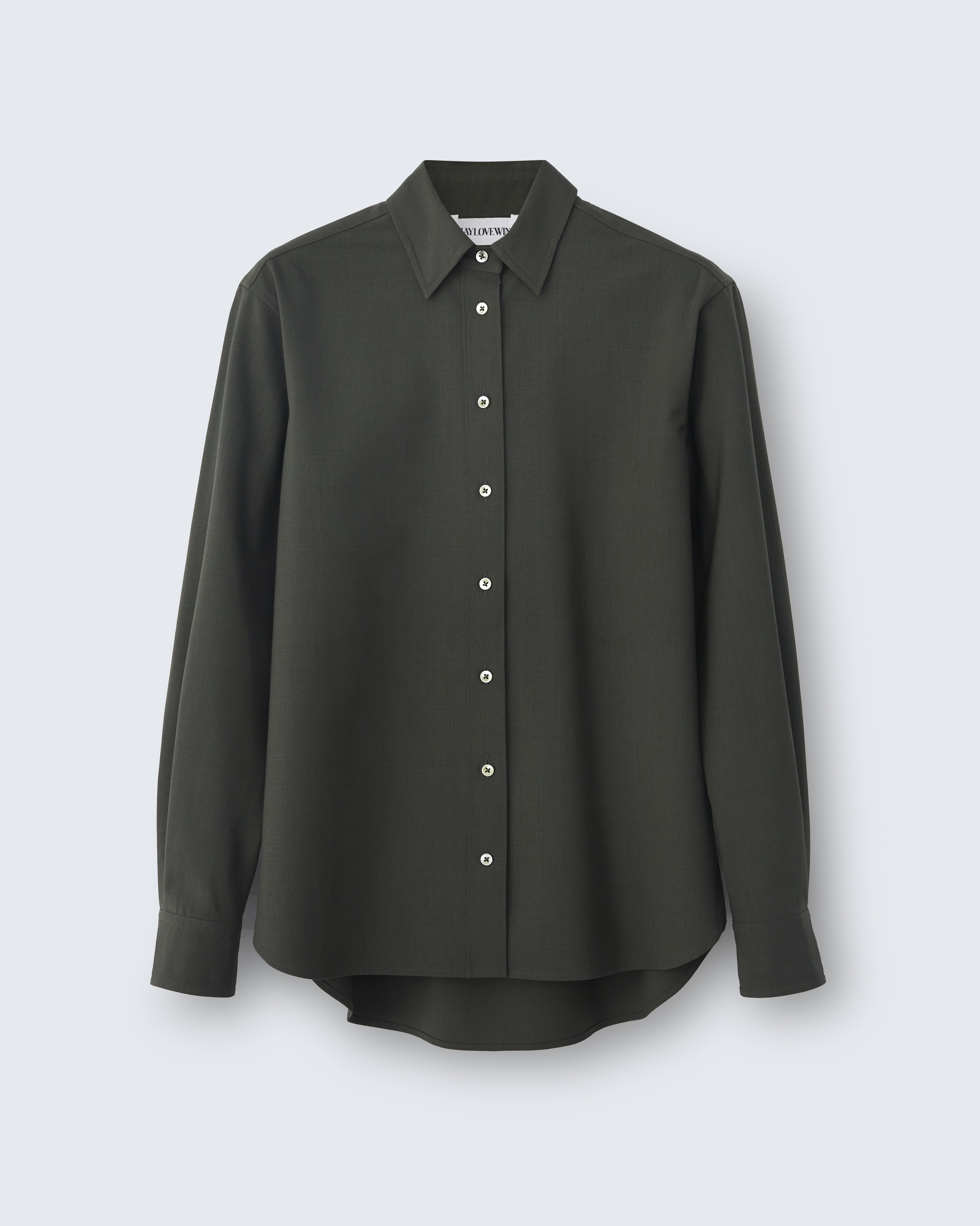 Lillian - Wool Poplin in Forest Green - flat shot