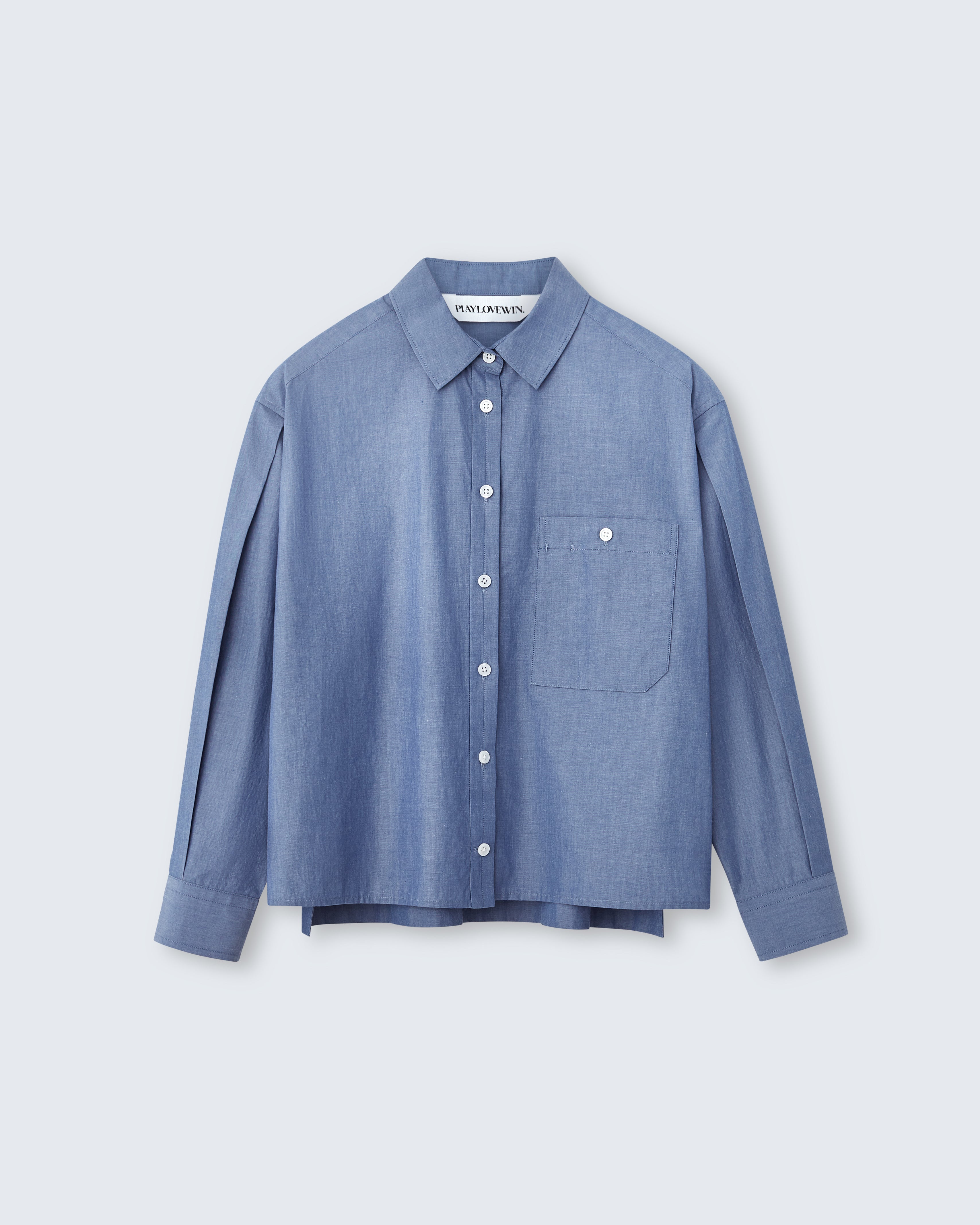 Linda - Breeze Technical Poplin in Chambray Blue - flat shot