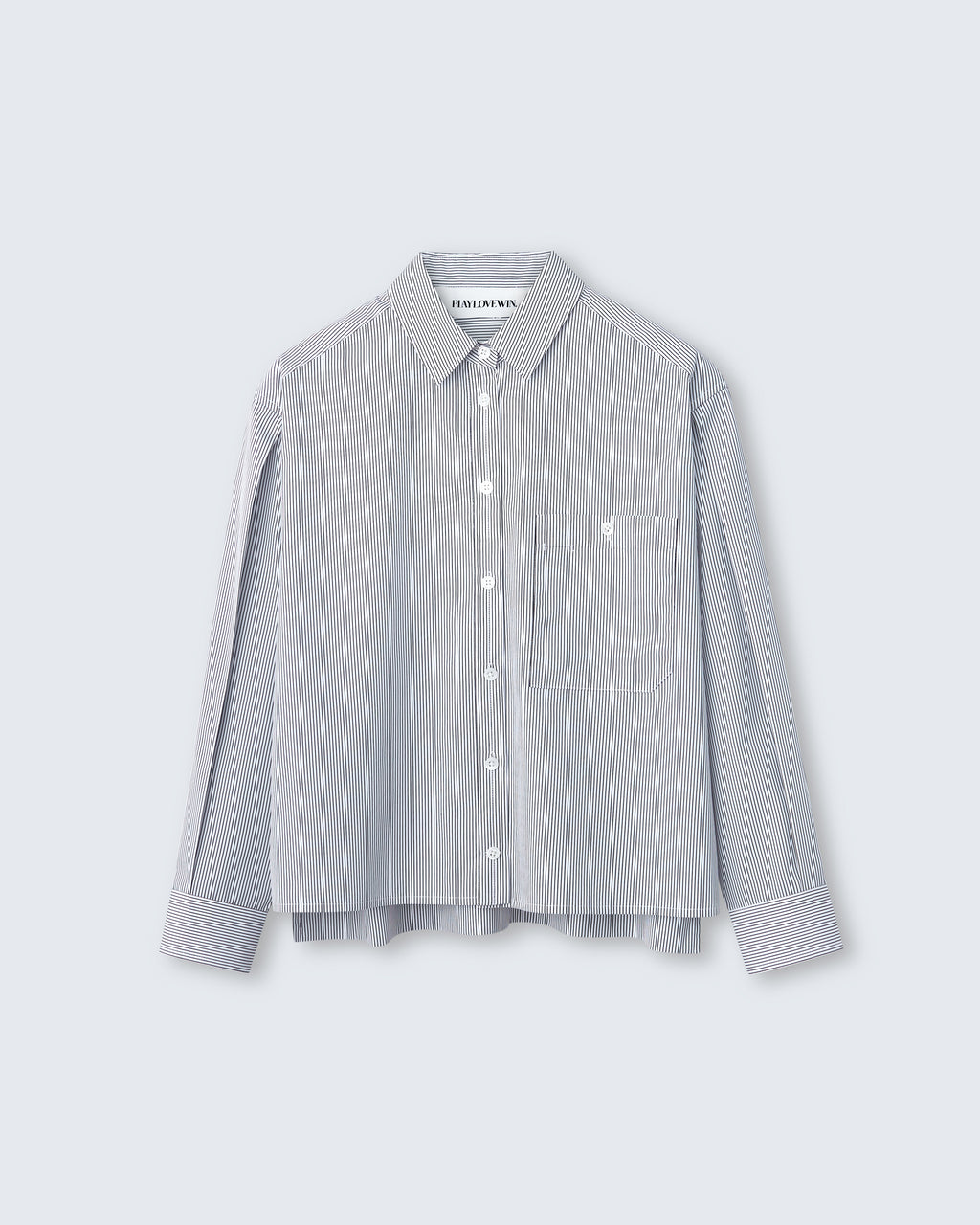 Linda - Striped Cotton Poplin in Ivory Stripe - flat shot