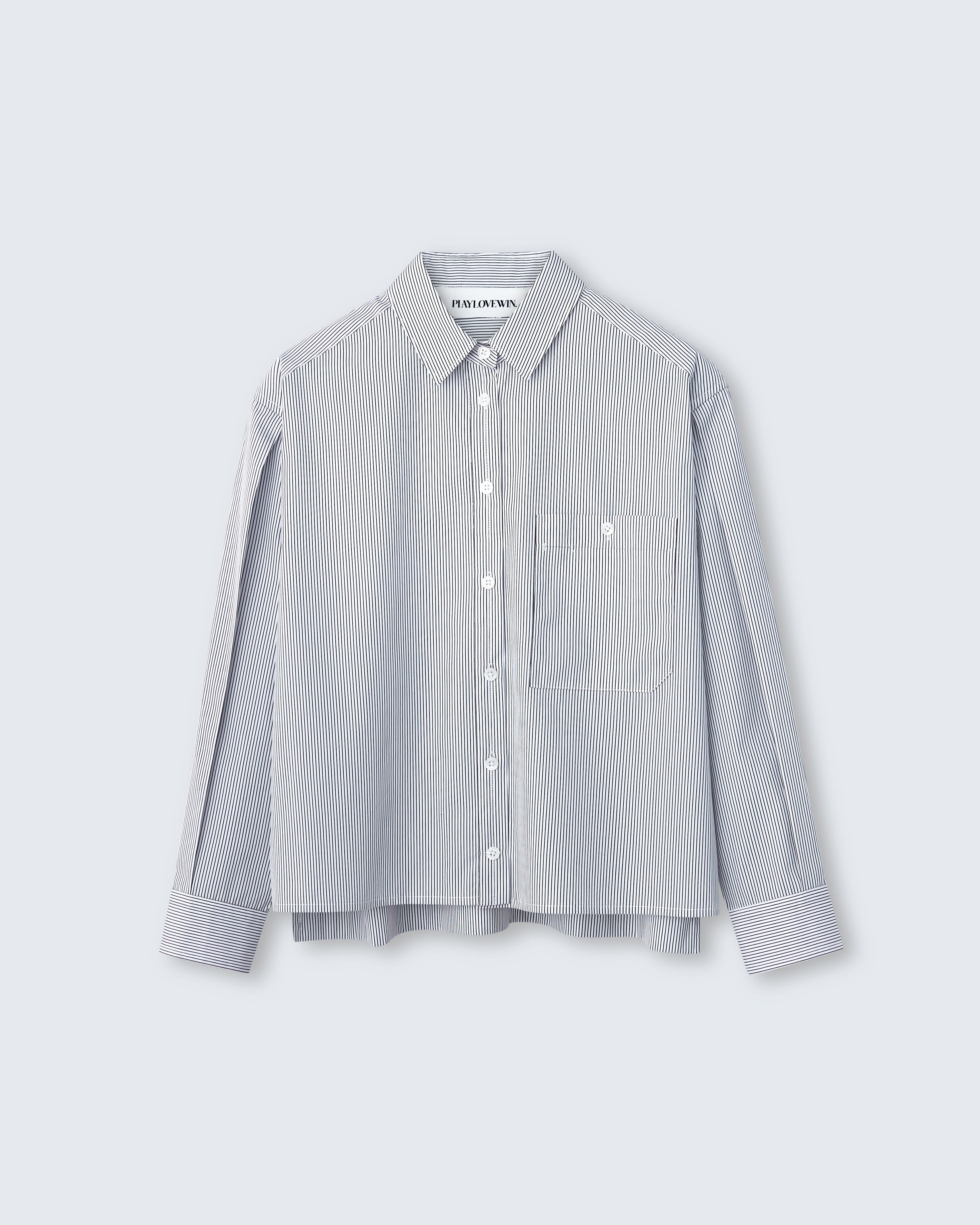 Linda - Striped Cotton Poplin in Ivory Stripe - flat shot