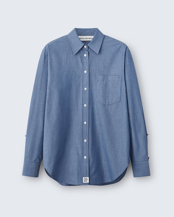 Maria - Breeze Technical Poplin in Chambray Blue - flat shot