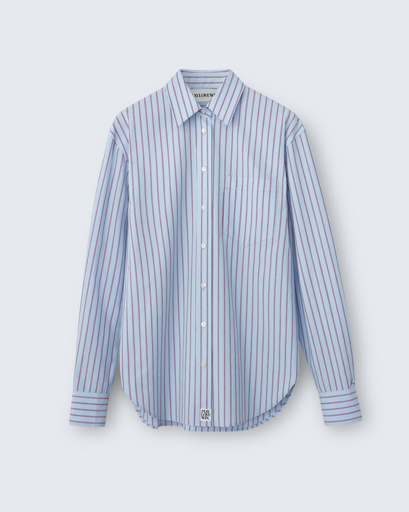 Maria - Cotton Broadcloth in Light Blue Stripe - flat shot