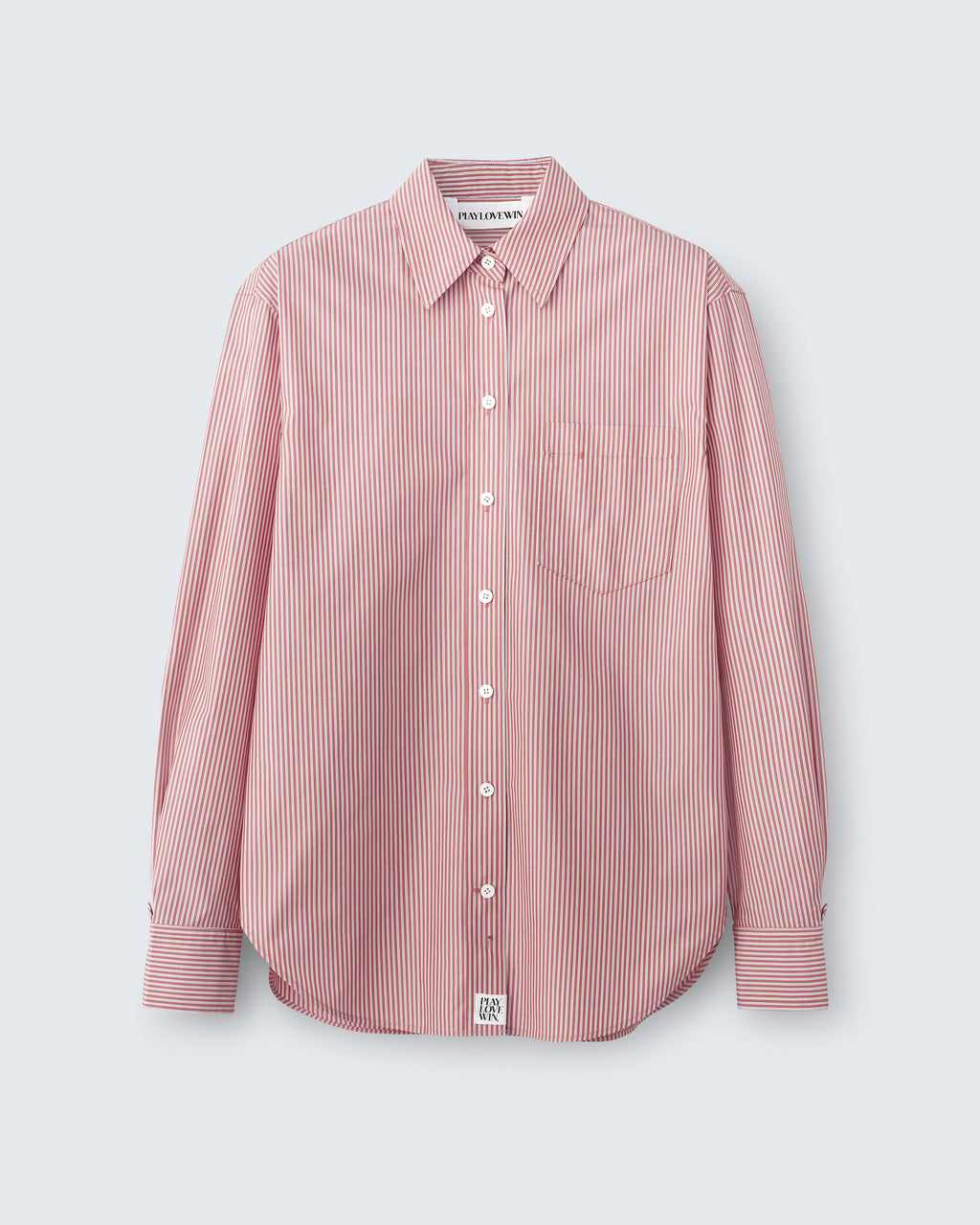 Maria - Striped Cotton Poplin in Red Stripe - flat shot