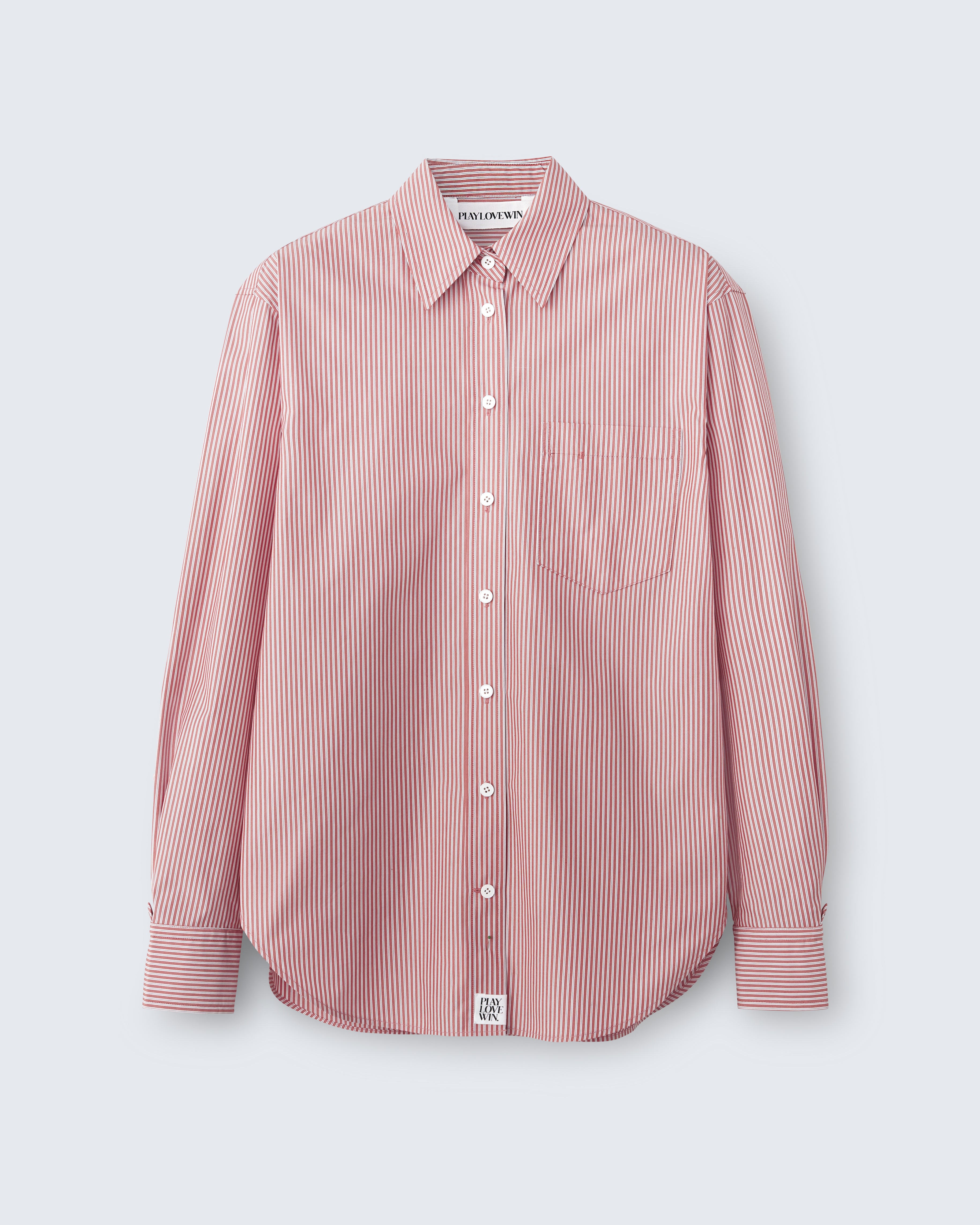 Maria - Striped Cotton Poplin in Red Stripe - flat shot