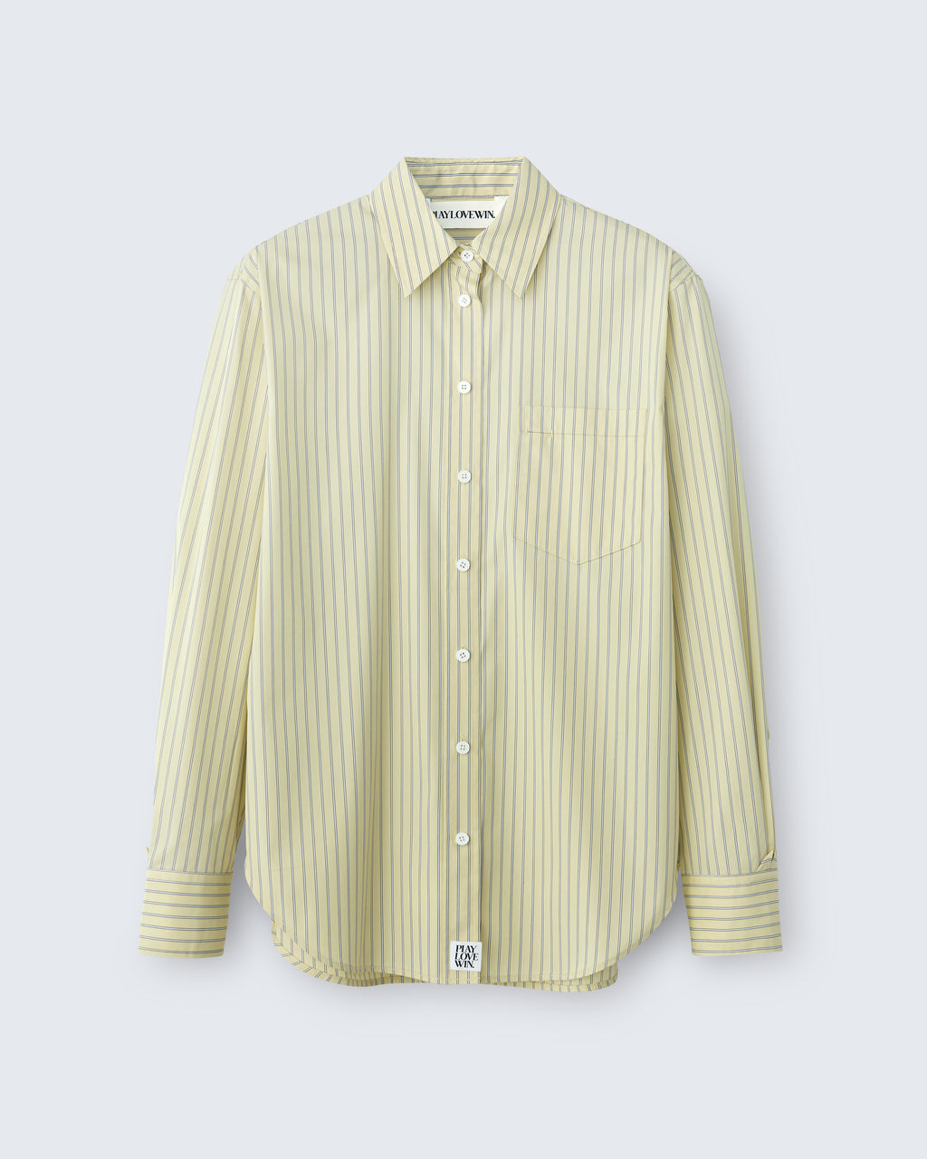 Maria - Striped Cotton Poplin in Yellow Stripe - flat shot