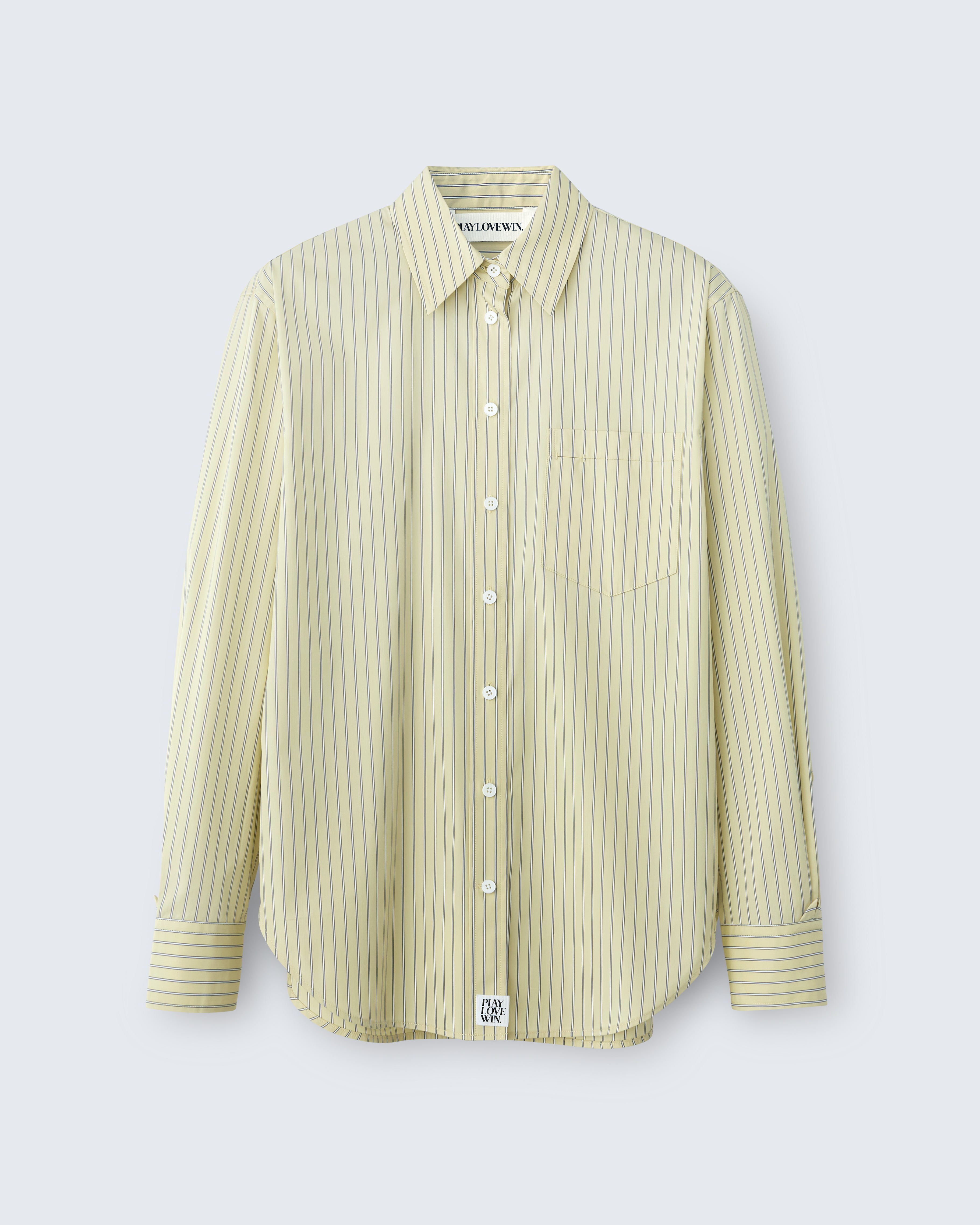 Maria - Striped Cotton Poplin in Yellow Stripe - flat shot