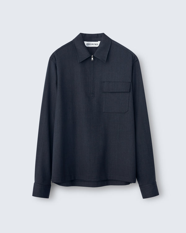 Roman - Wool Gabardine in Charcoal Grey - flat shot