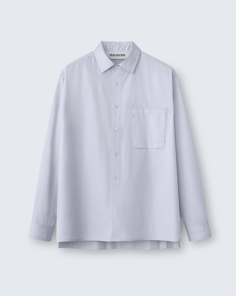 Roy - Cotton Poplin in Medium Grey - flat shot
