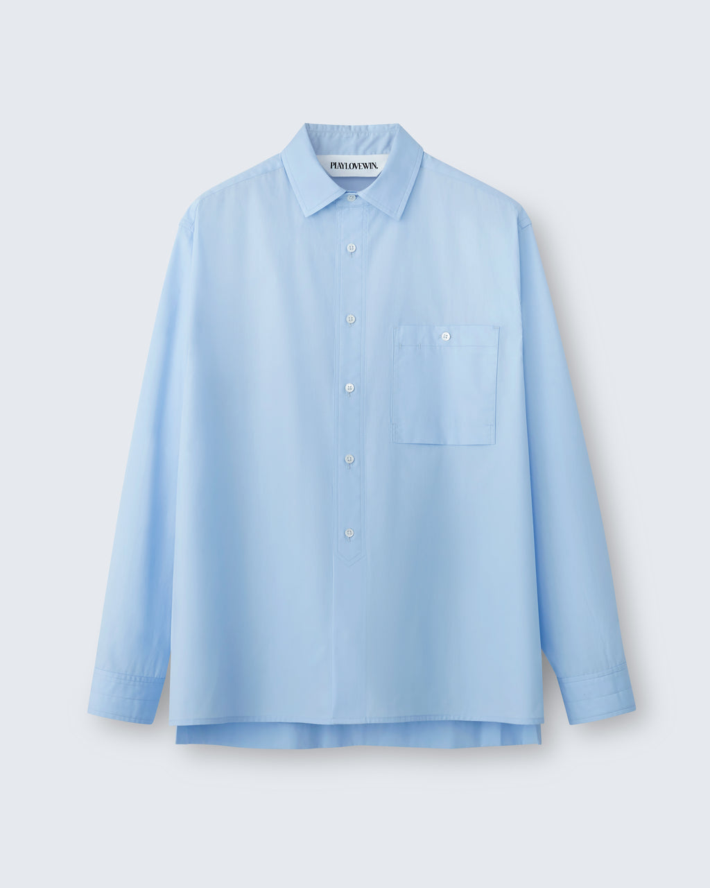 Roy - Cotton Poplin in Sky Blue - flat shot