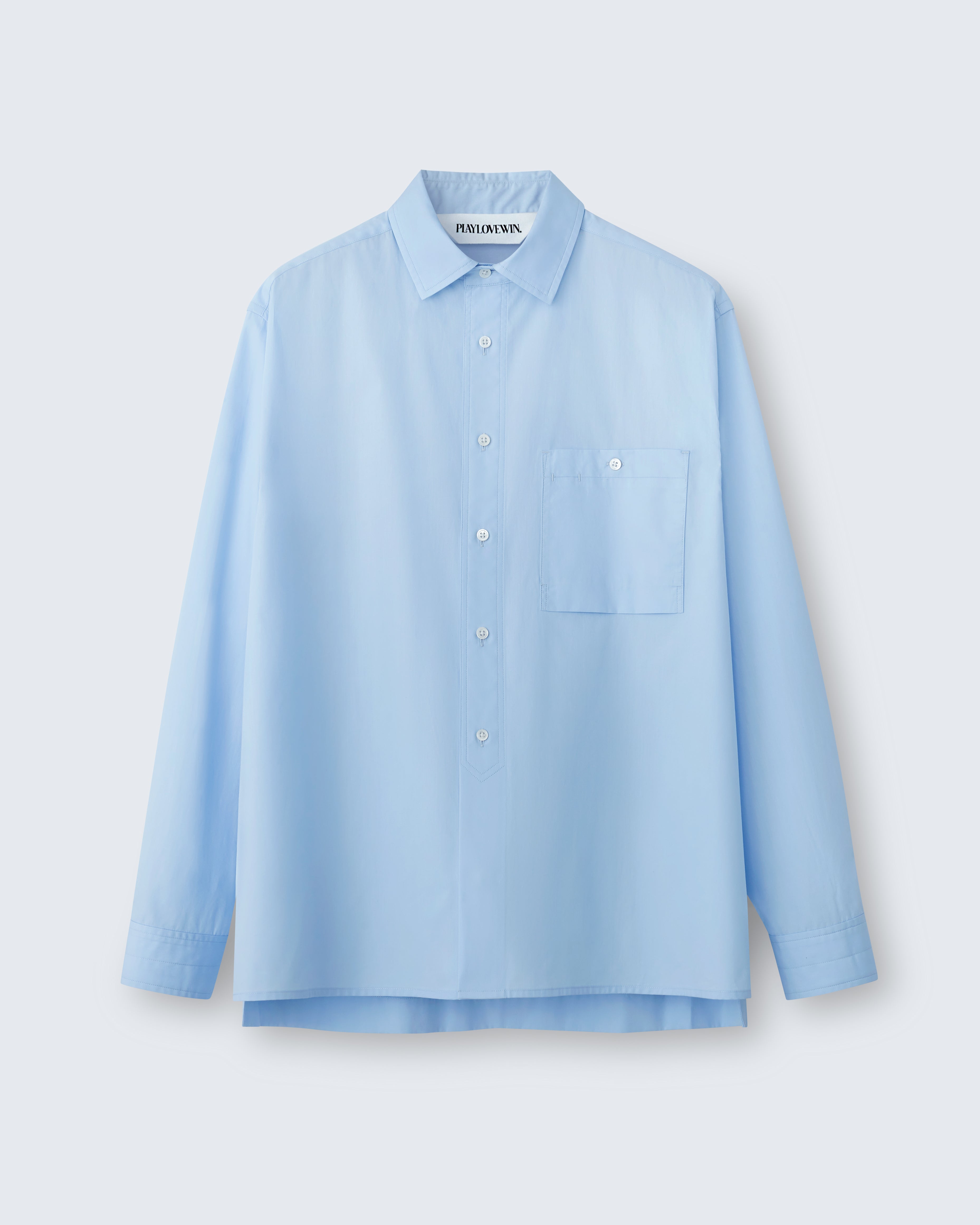 Roy - Cotton Poplin in Sky Blue - flat shot